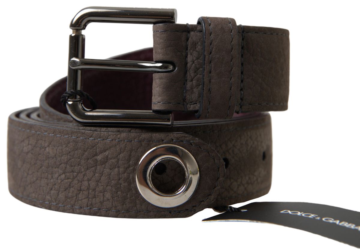 Dolce & Gabbana Brown Leather Metal Buckle Men Cintura Belt | Regal Royce