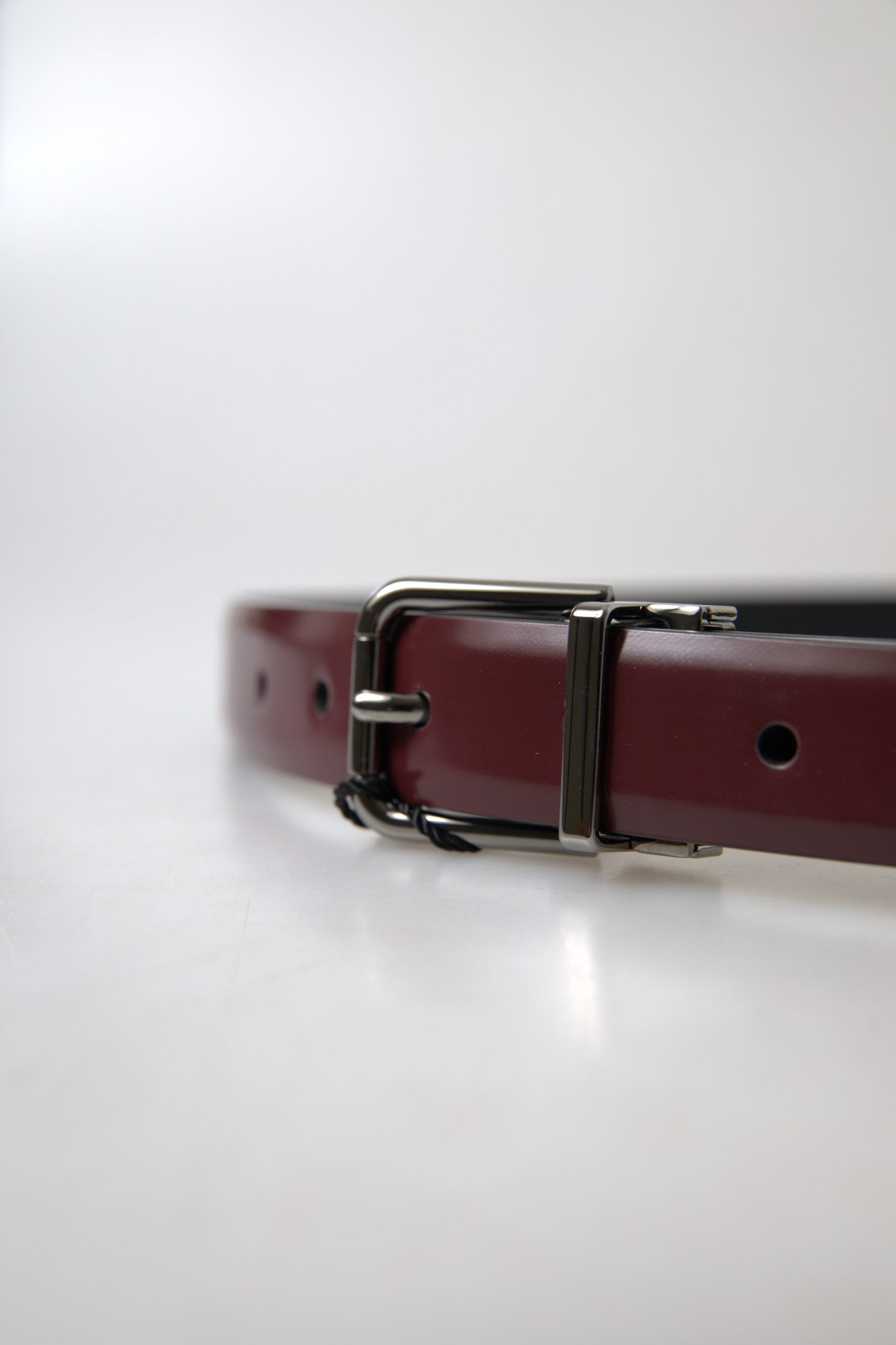 Dolce & Gabbana Bordeaux Leather Silver Metal Buckle Belt | Regal Royce