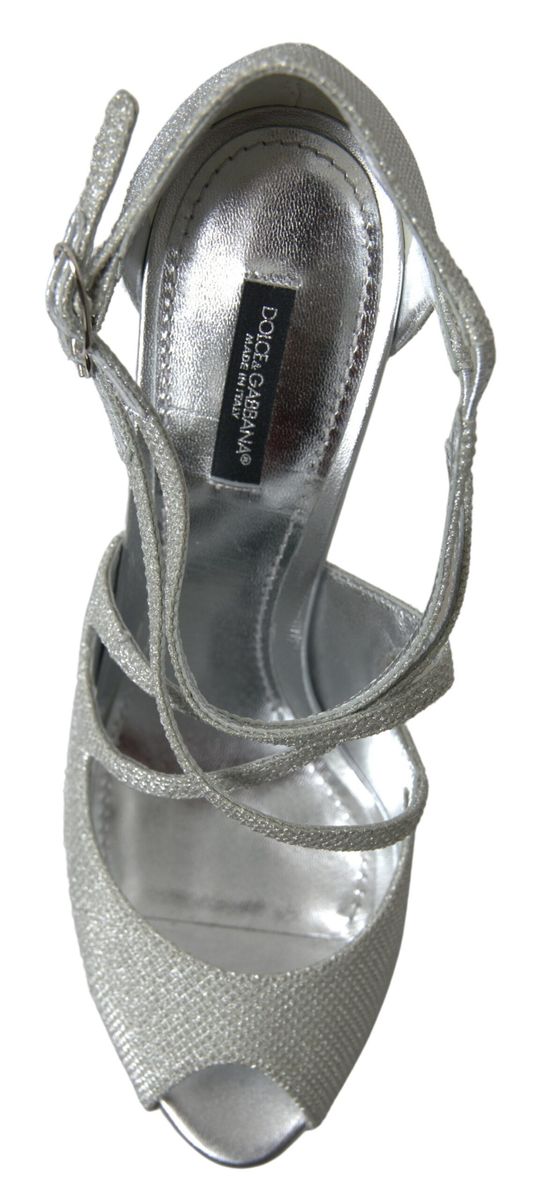 Dolce & Gabbana Silver Shimmers Sandals Heel Pumps Shoes | Regal Royce
