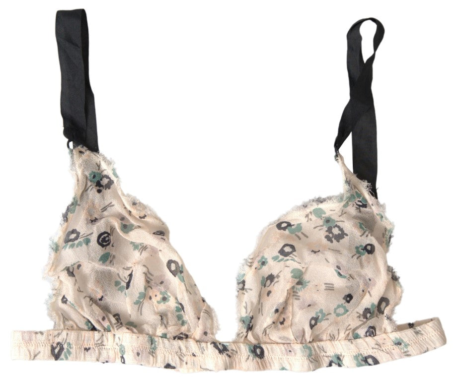 Costume National Beige Floral Underwear Bikini Bra | Regal Royce