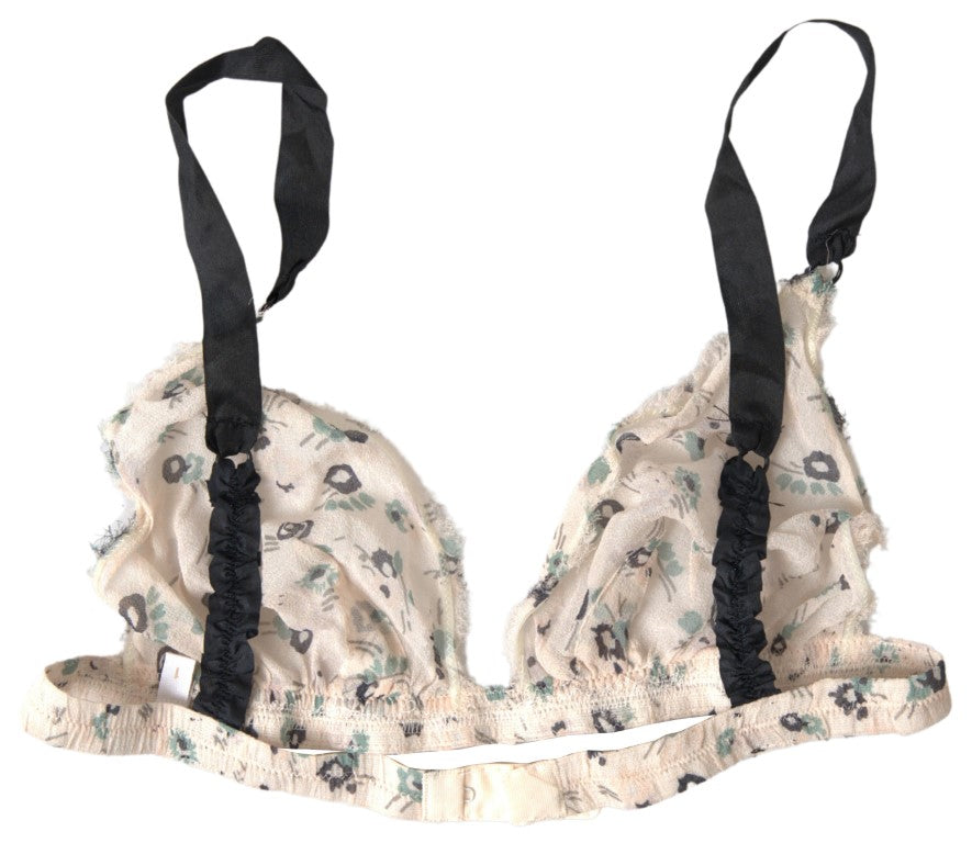 Costume National Beige Floral Underwear Bikini Bra | Regal Royce