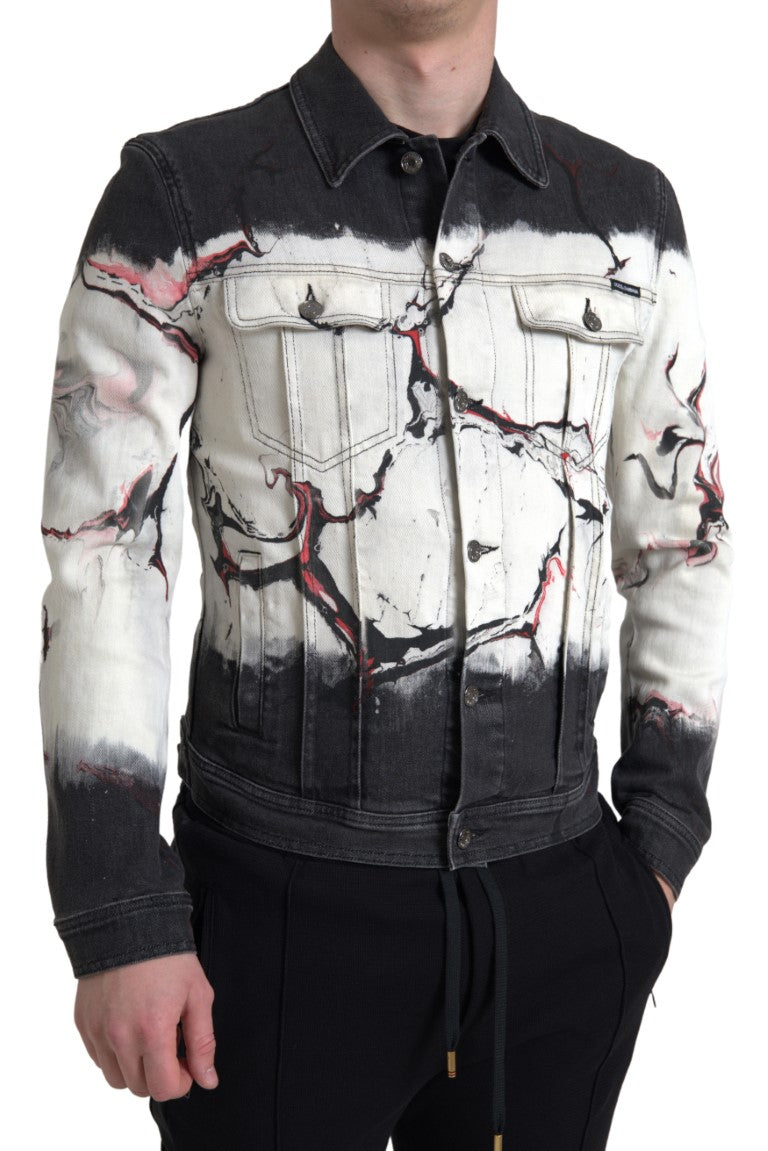 Dolce & Gabbana Multicolor Cotton Collared Denim Jacket | Regal Royce