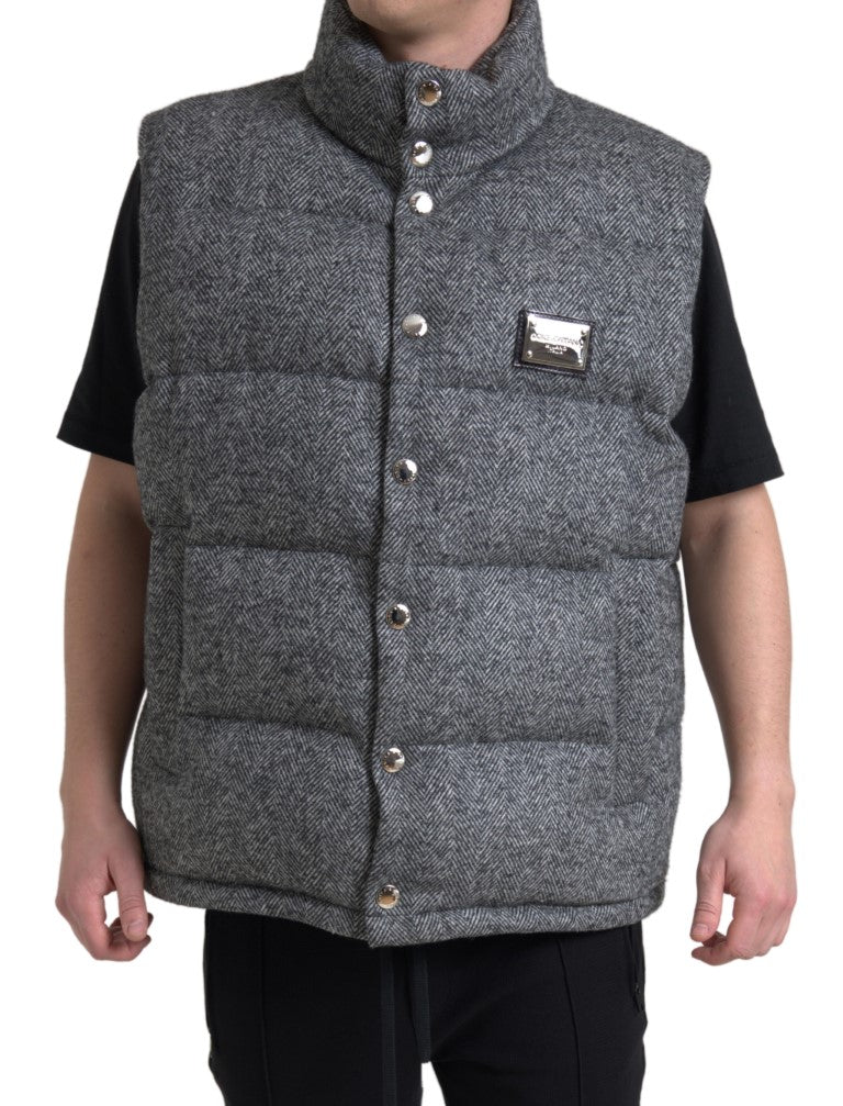 Dolce & Gabbana Elegant Chevron Knit Wool Blend Vest Jacket | Regal Royce