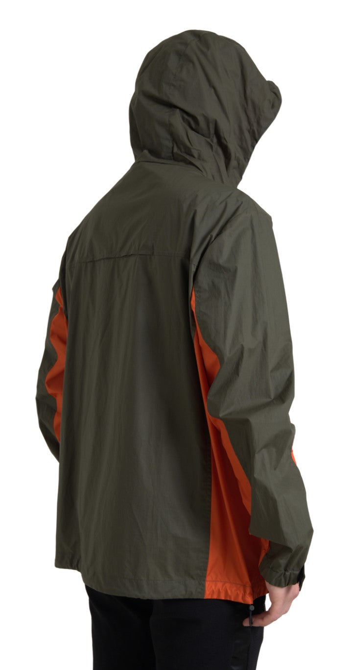 Dolce & Gabbana Green Orange Hooded Cotton Full Zip Jacket | Regal Royce