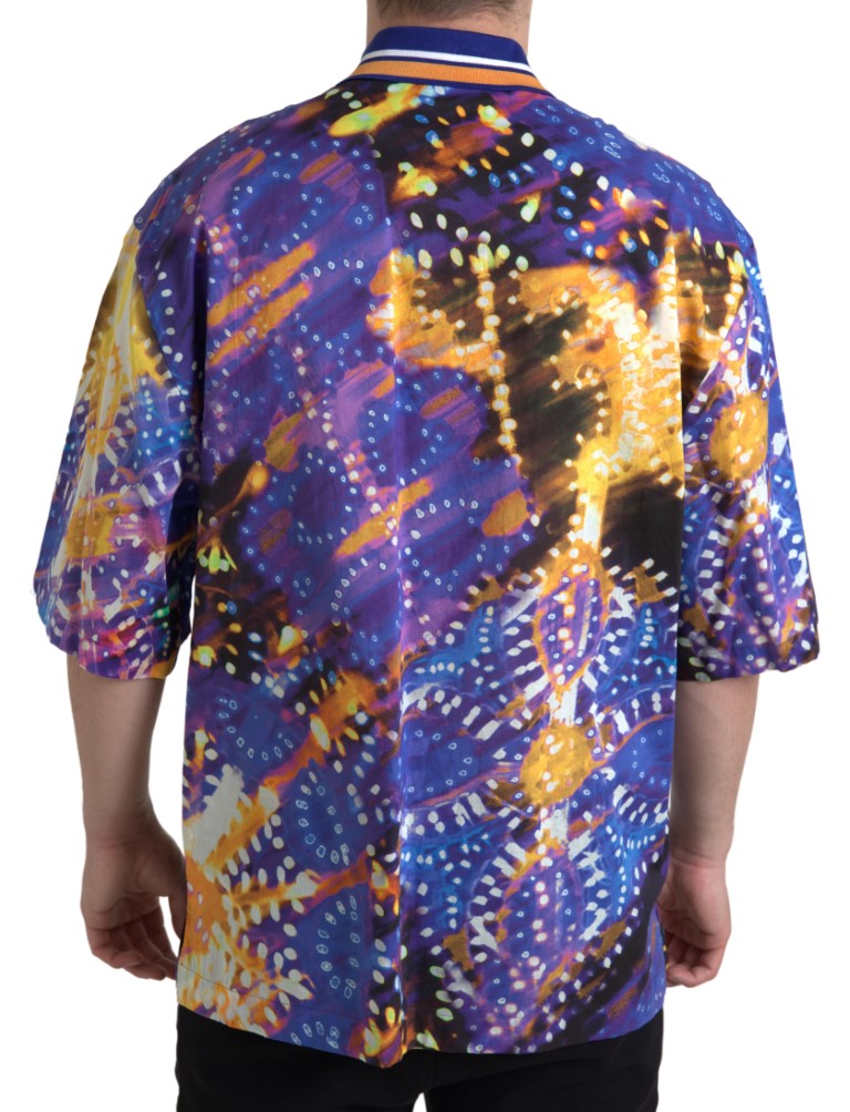 Dolce & Gabbana Luminaire Print Cotton Polo Top Men Shirt | Regal Royce