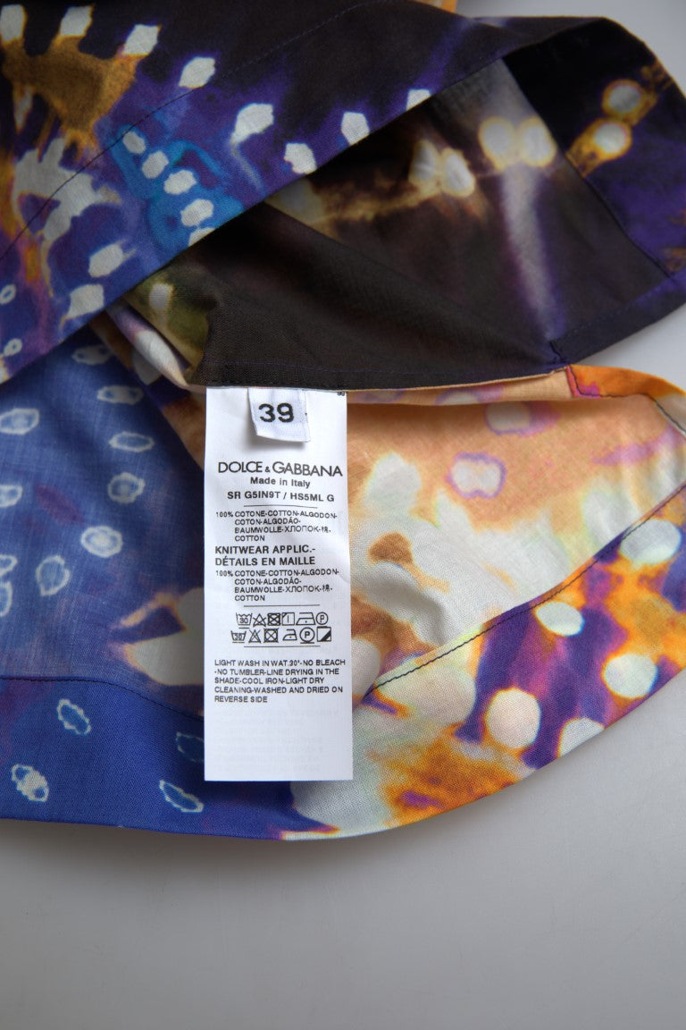 Dolce & Gabbana Luminaire Print Cotton Polo Top Men Shirt | Regal Royce