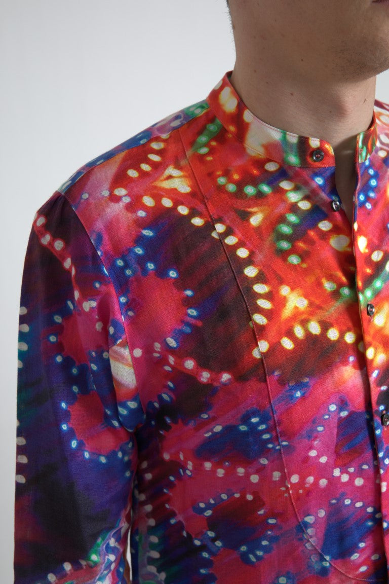 Dolce & Gabbana Multicolor Luminarie Print Linen Shirt | Regal Royce