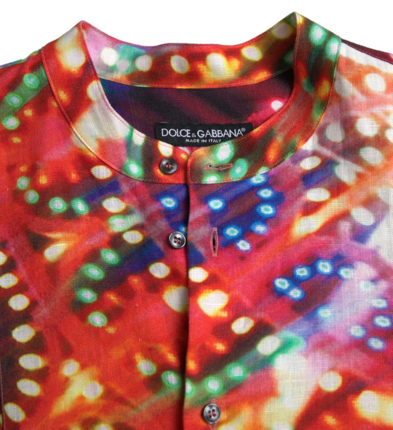 Dolce & Gabbana Multicolor Luminarie Print Linen Shirt | Regal Royce