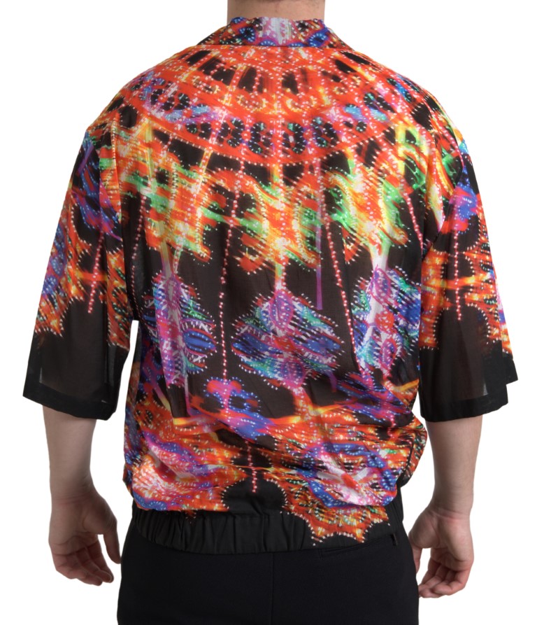Dolce & Gabbana Multicolor Luminarie Print Men Cotton Shirt | Regal Royce