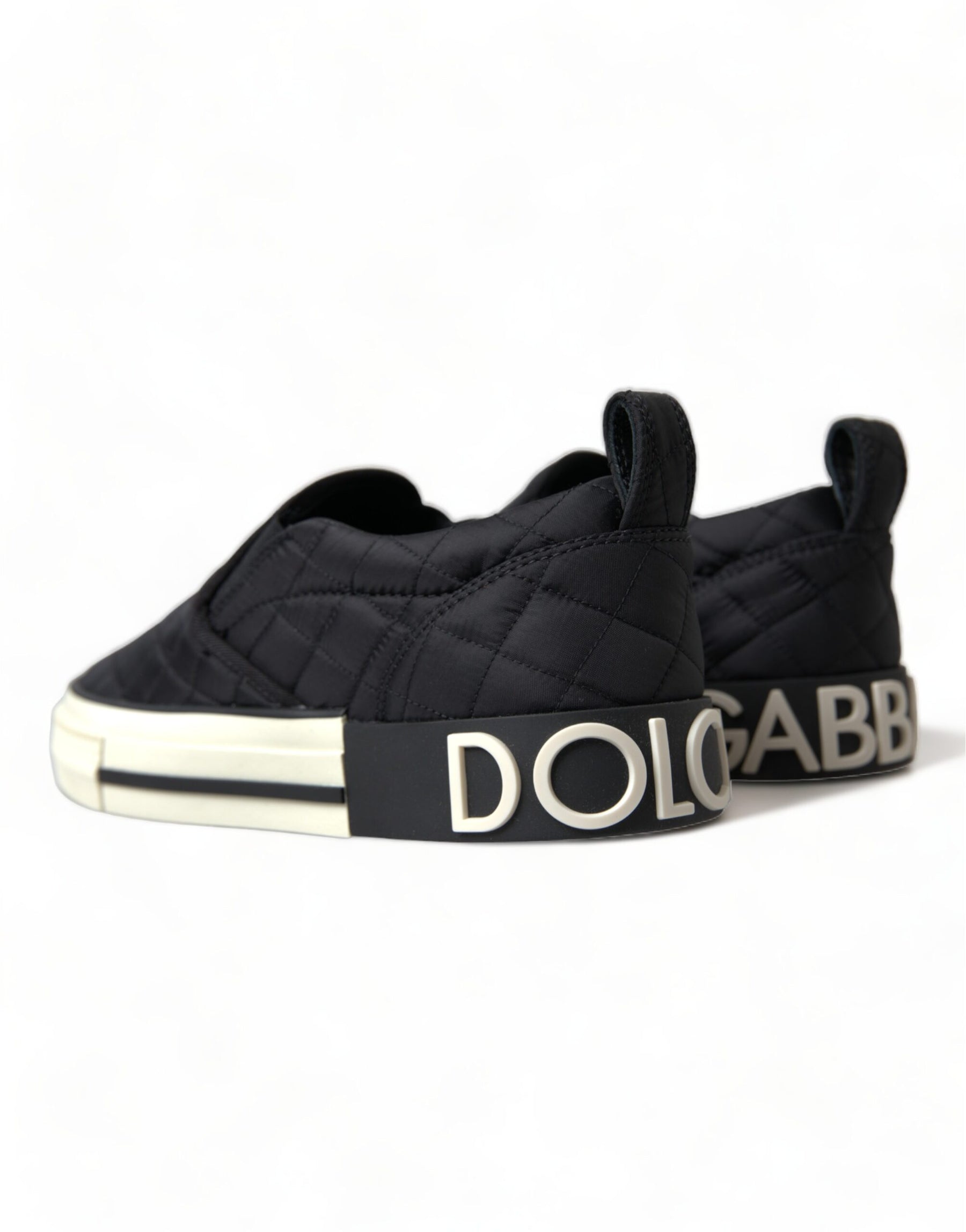 Dolce & Gabbana Black Quilted Slip On Low Top Sneakers Shoes | Regal Royce
