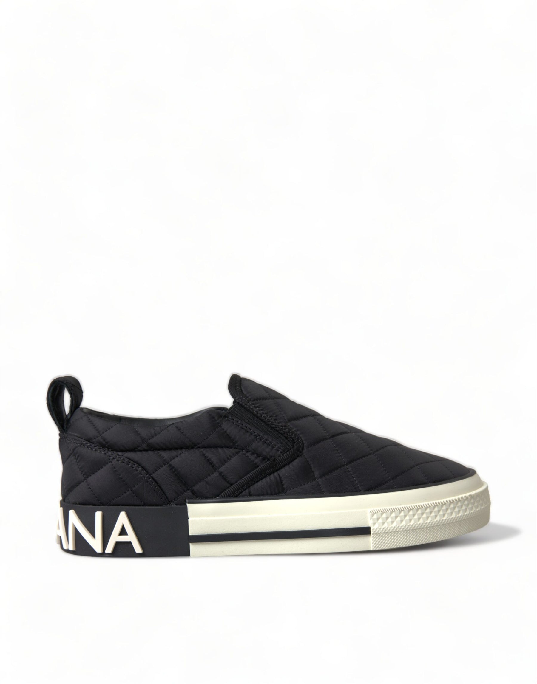 Dolce & Gabbana Black Quilted Slip On Low Top Sneakers Shoes | Regal Royce