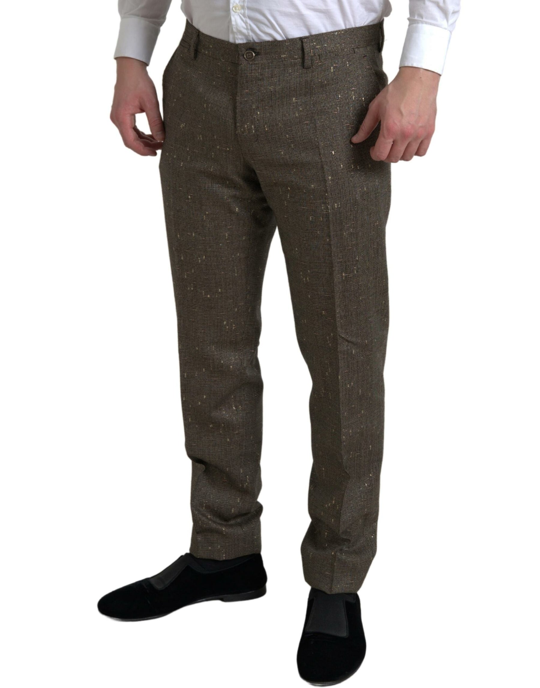 Dolce & Gabbana Brown Wool Dress Skinny Men Trouser Pants | Regal Royce