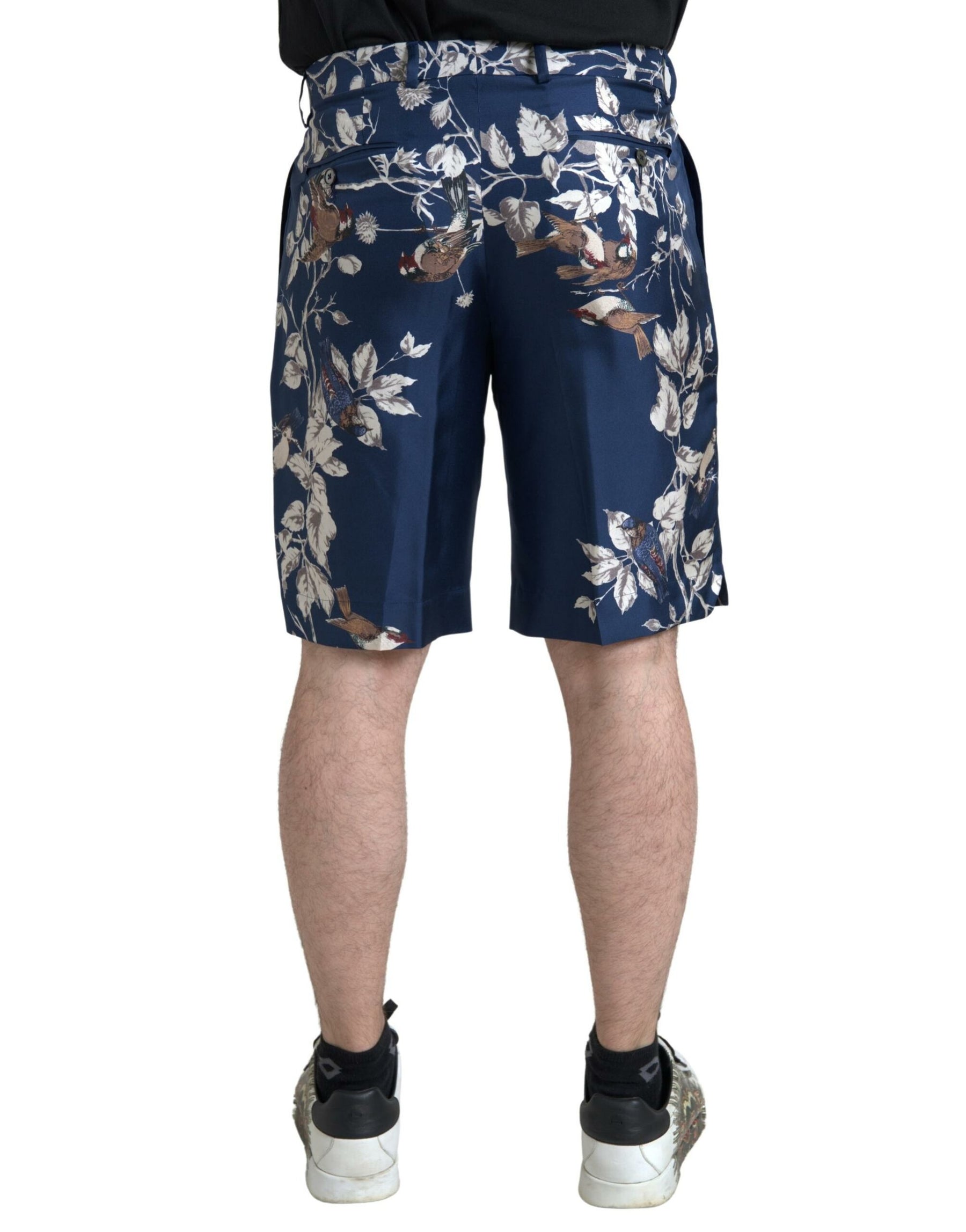 Dolce & Gabbana Blue Floral Print Silk Men Bermuda Shorts | Regal Royce