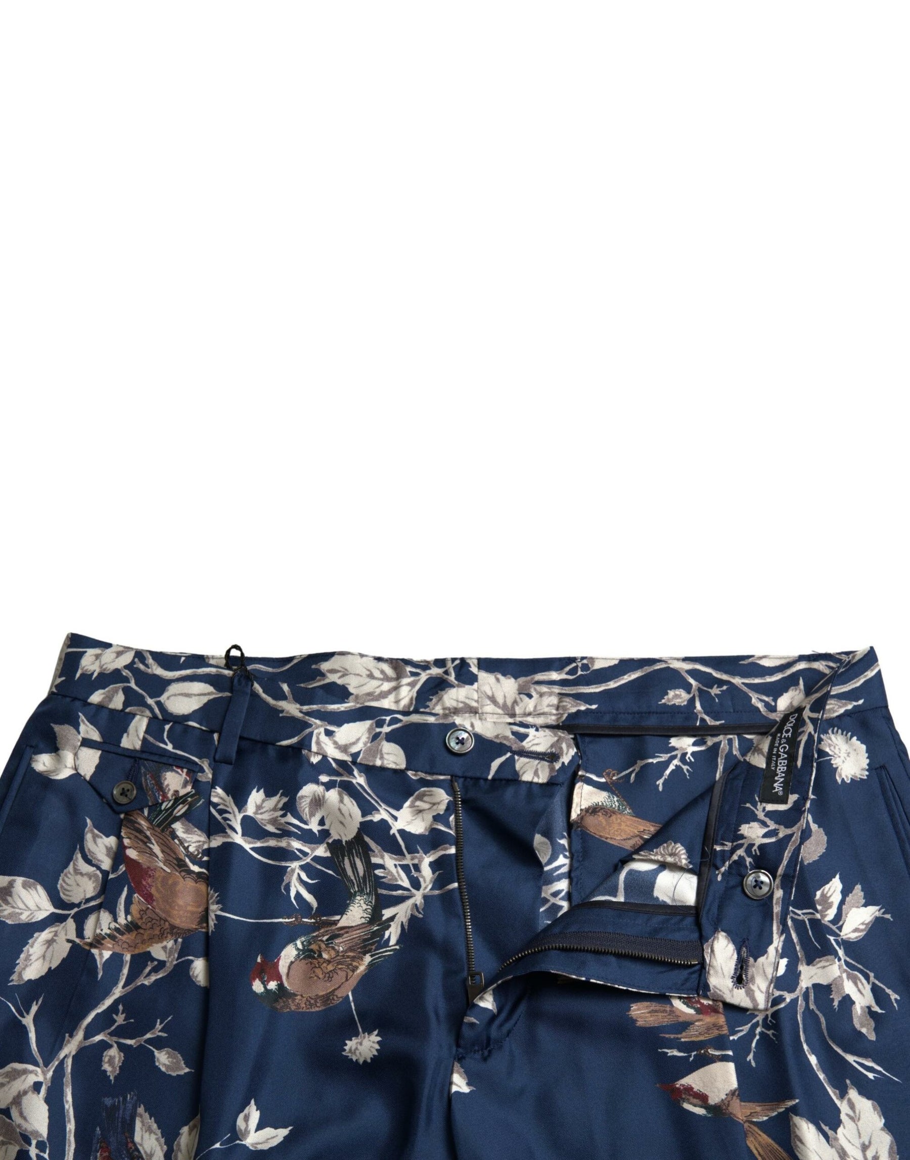 Dolce & Gabbana Blue Floral Print Silk Men Bermuda Shorts | Regal Royce