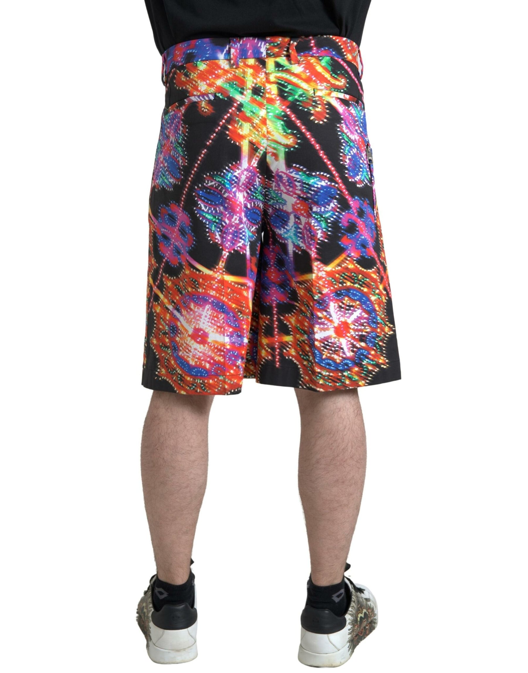 Dolce & Gabbana Multicolor Printed Cotton Men Bermuda Shorts | Regal Royce