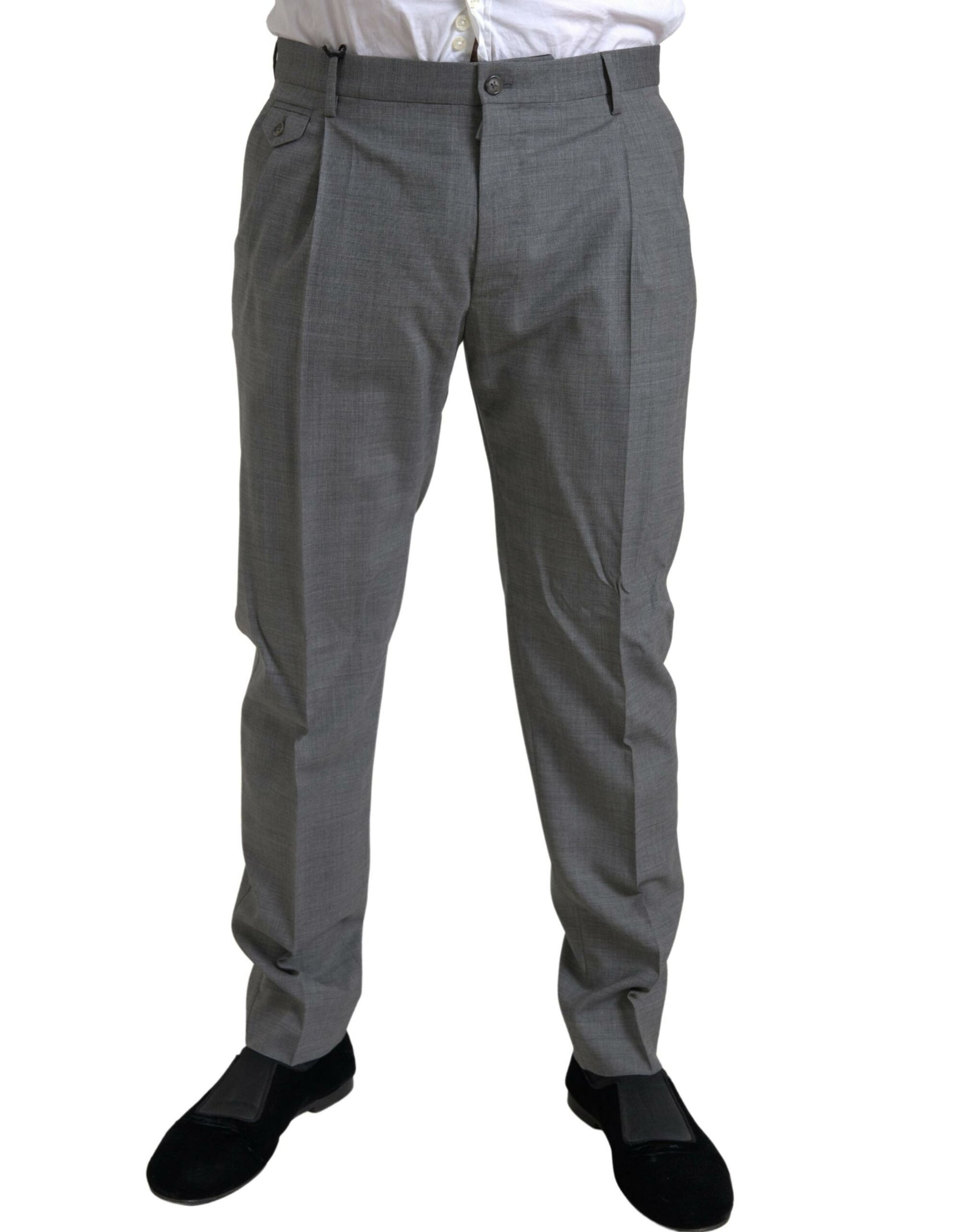 Dolce & Gabbana Gray Wool Chino Skinny Men Dress Trouser Pants | Regal Royce