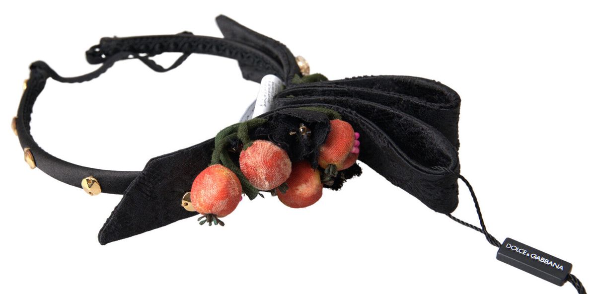 Dolce & Gabbana Black with multicolor Fig Fruit Crystal Tiara Diadem Headband | Regal Royce