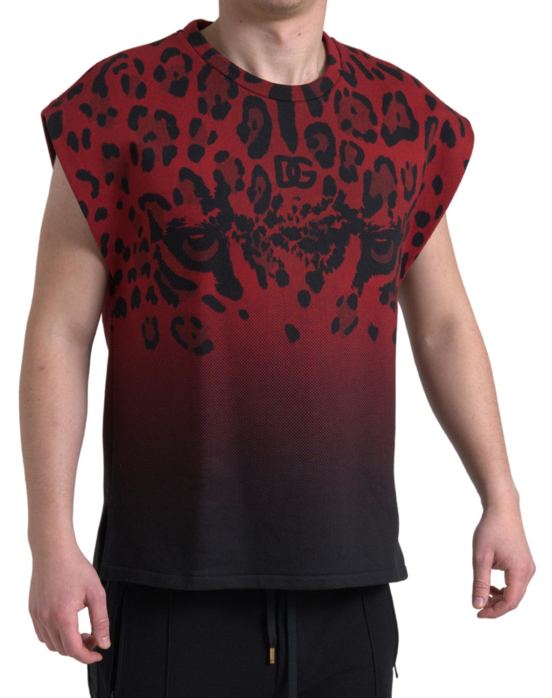 Dolce & Gabbana Red Leopard Cotton Sleeveless Tank T-shirt | Regal Royce