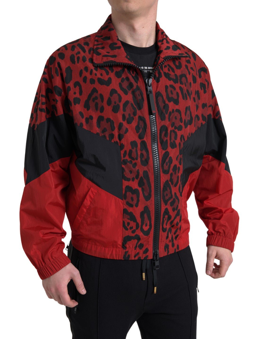 Dolce & Gabbana Red Leopard Nylon Full Zip Sweater | Regal Royce