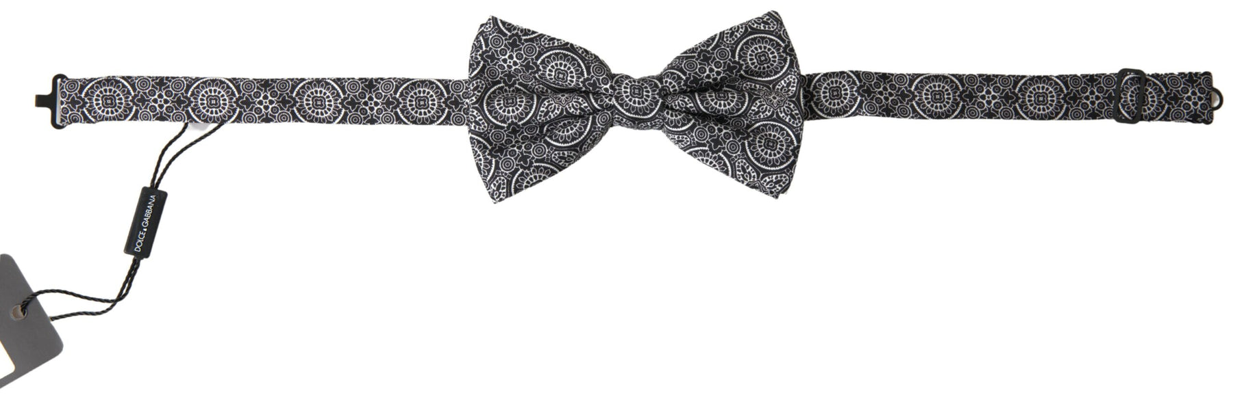 Dolce & Gabbana Black White Pattern Adjustable Neck Papillon Bow Tie | Regal Royce