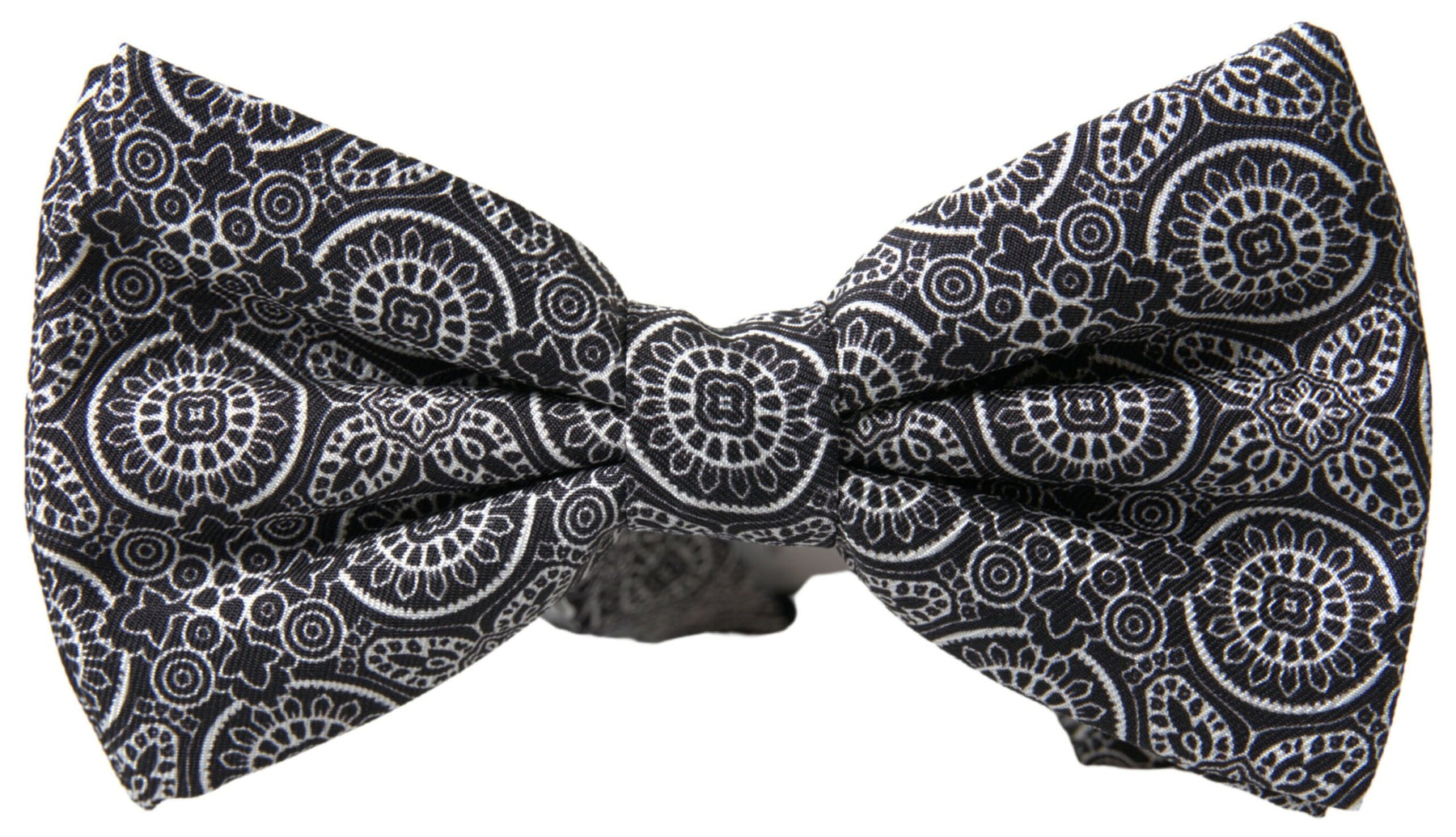 Dolce & Gabbana Black White Pattern Adjustable Neck Papillon Bow Tie | Regal Royce