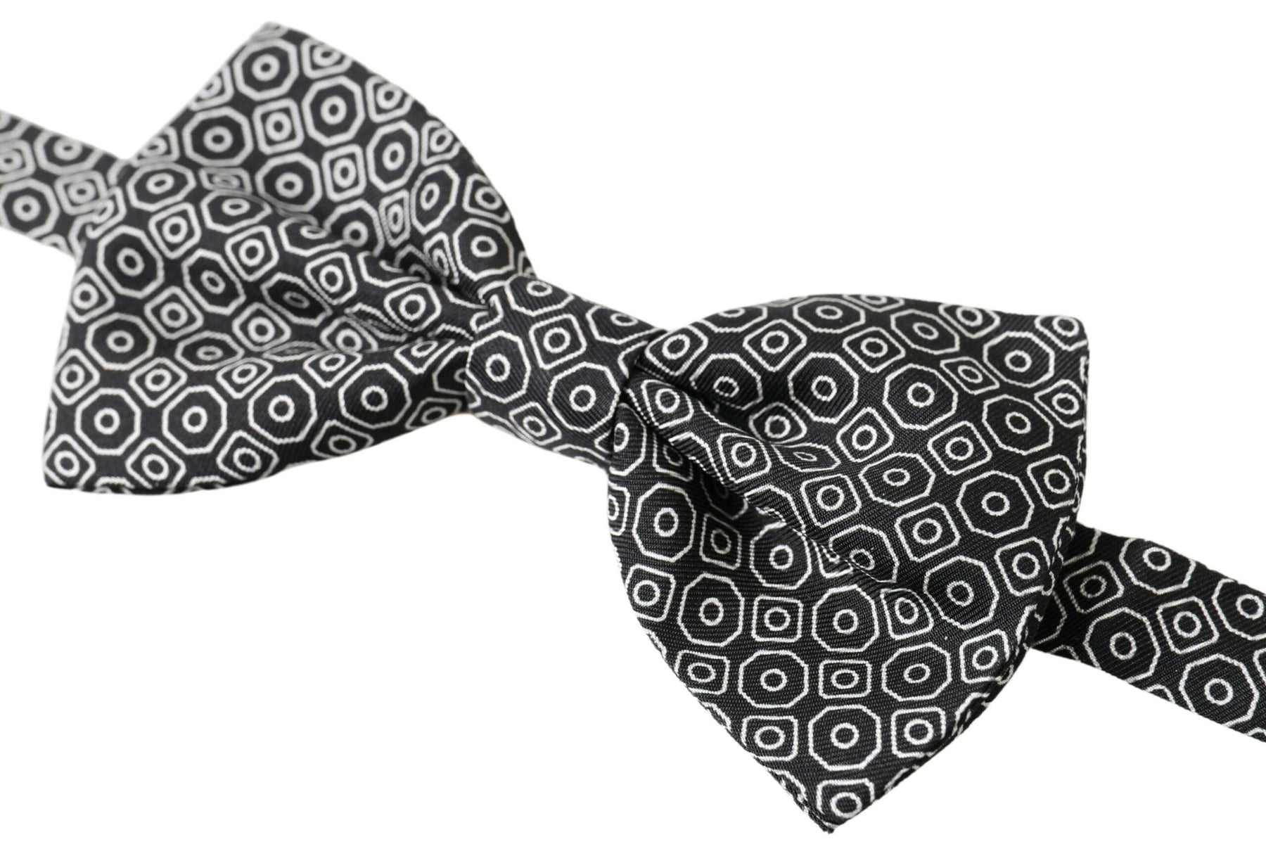 Dolce & Gabbana Black White Pattern Adjustable Neck Papillon Bow Tie | Regal Royce