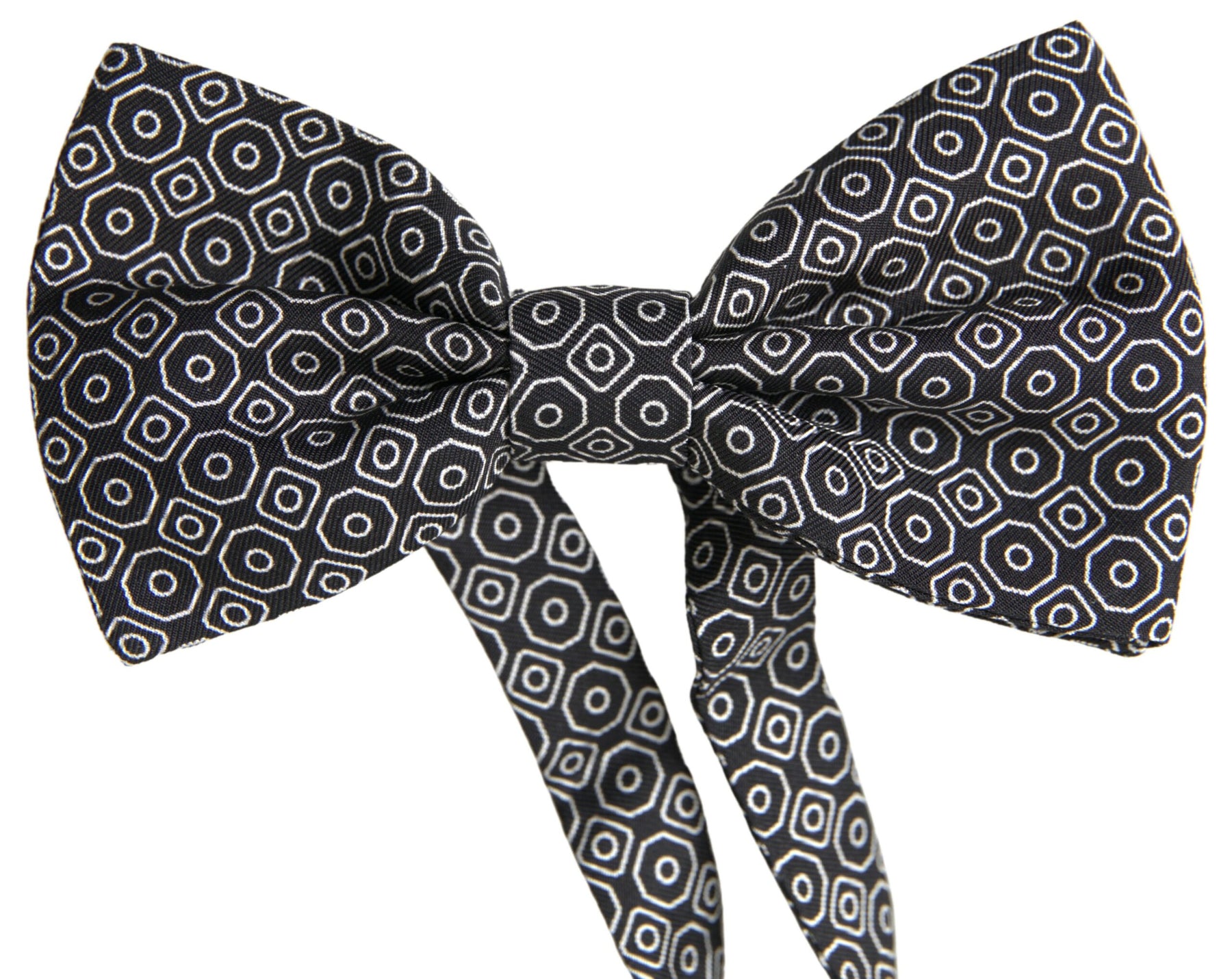 Dolce & Gabbana Black White Pattern Adjustable Neck Papillon Bow Tie | Regal Royce