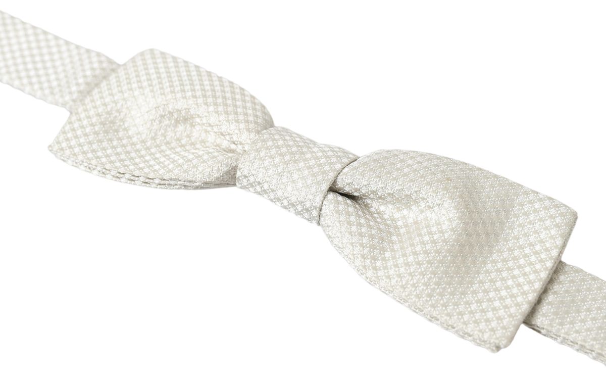 Dolce & Gabbana Ivory Silk Adjustable Neck Papillon Men Bow Tie | Regal Royce