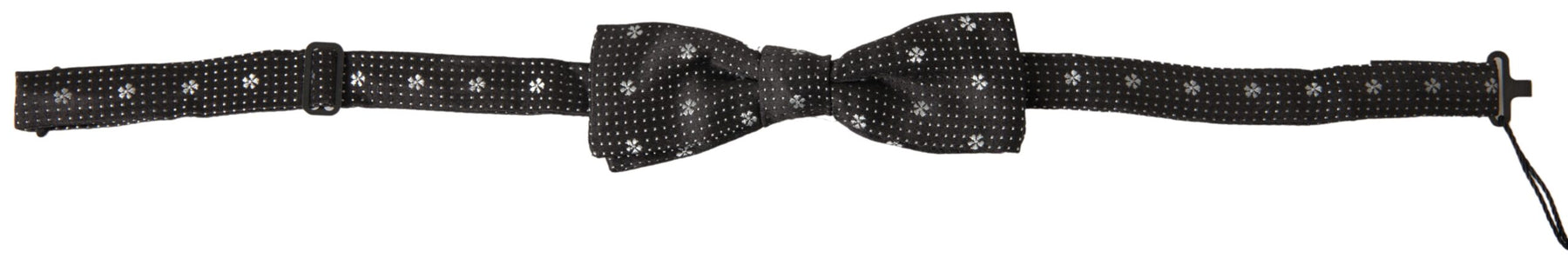 Dolce & Gabbana Black Patterned Silk Adjustable Men Neck Papillon Bow Tie | Regal Royce