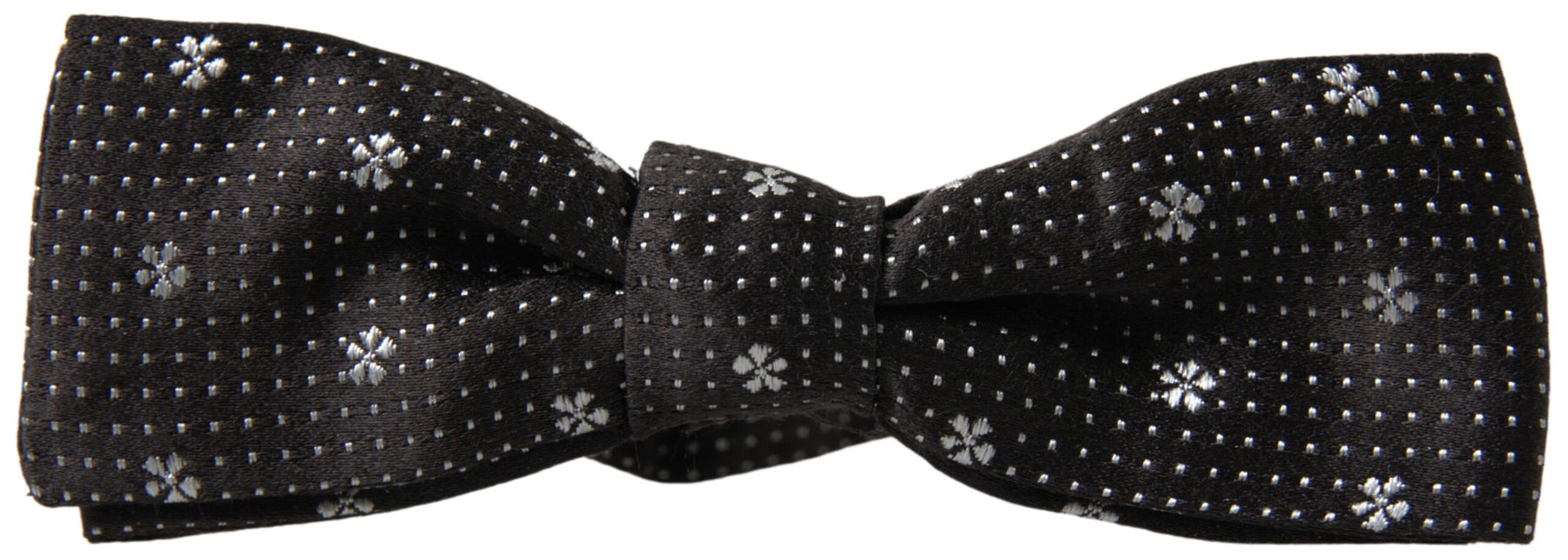 Dolce & Gabbana Black Patterned Silk Adjustable Men Neck Papillon Bow Tie | Regal Royce