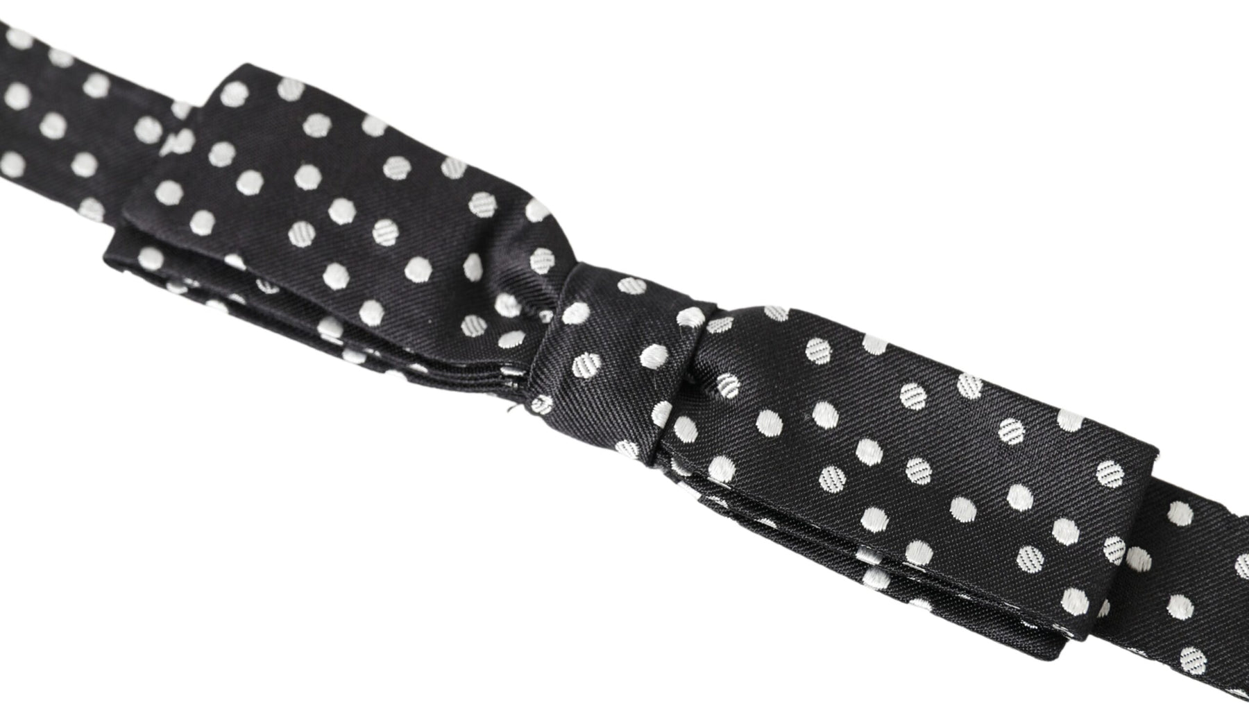 Dolce & Gabbana Black Polka Dot Silk Adjustable Men Neck Papillon Bow Tie | Regal Royce