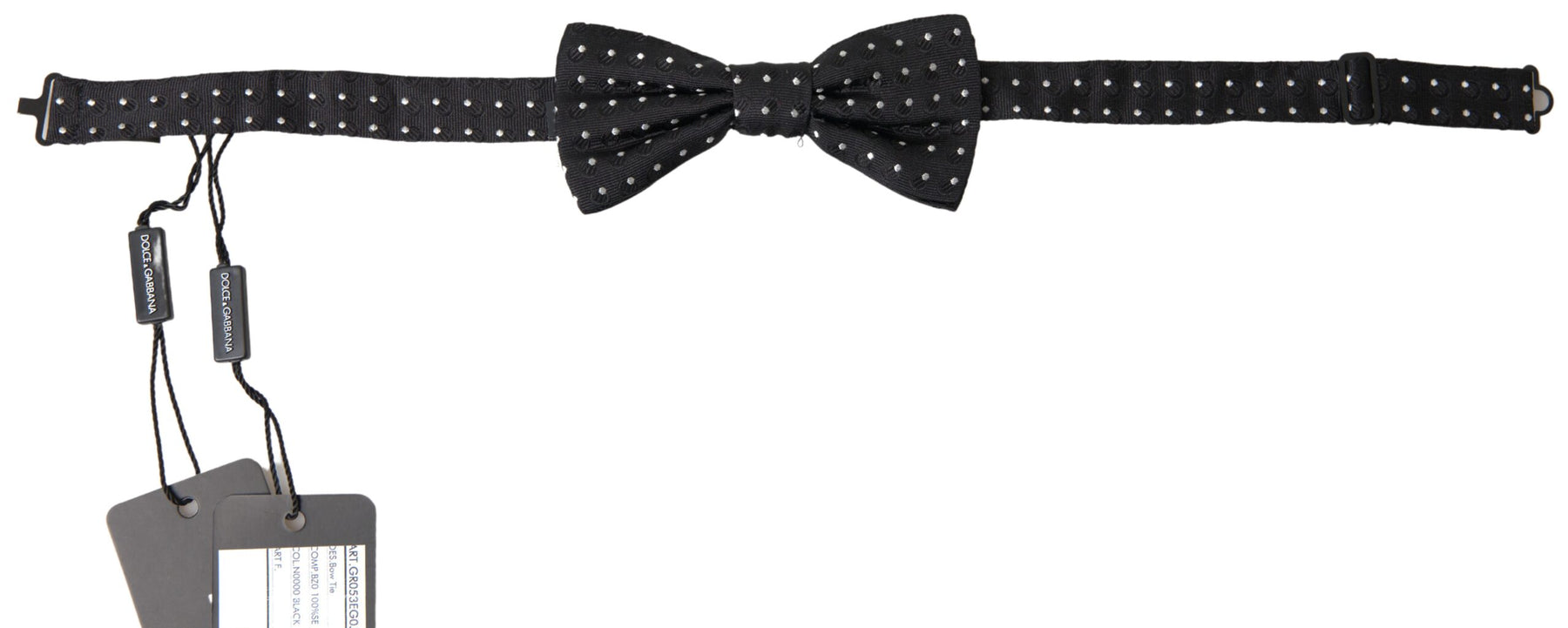 Dolce & Gabbana Black Polka Dot Silk Adjustable Men Neck Papillon Bow Tie | Regal Royce