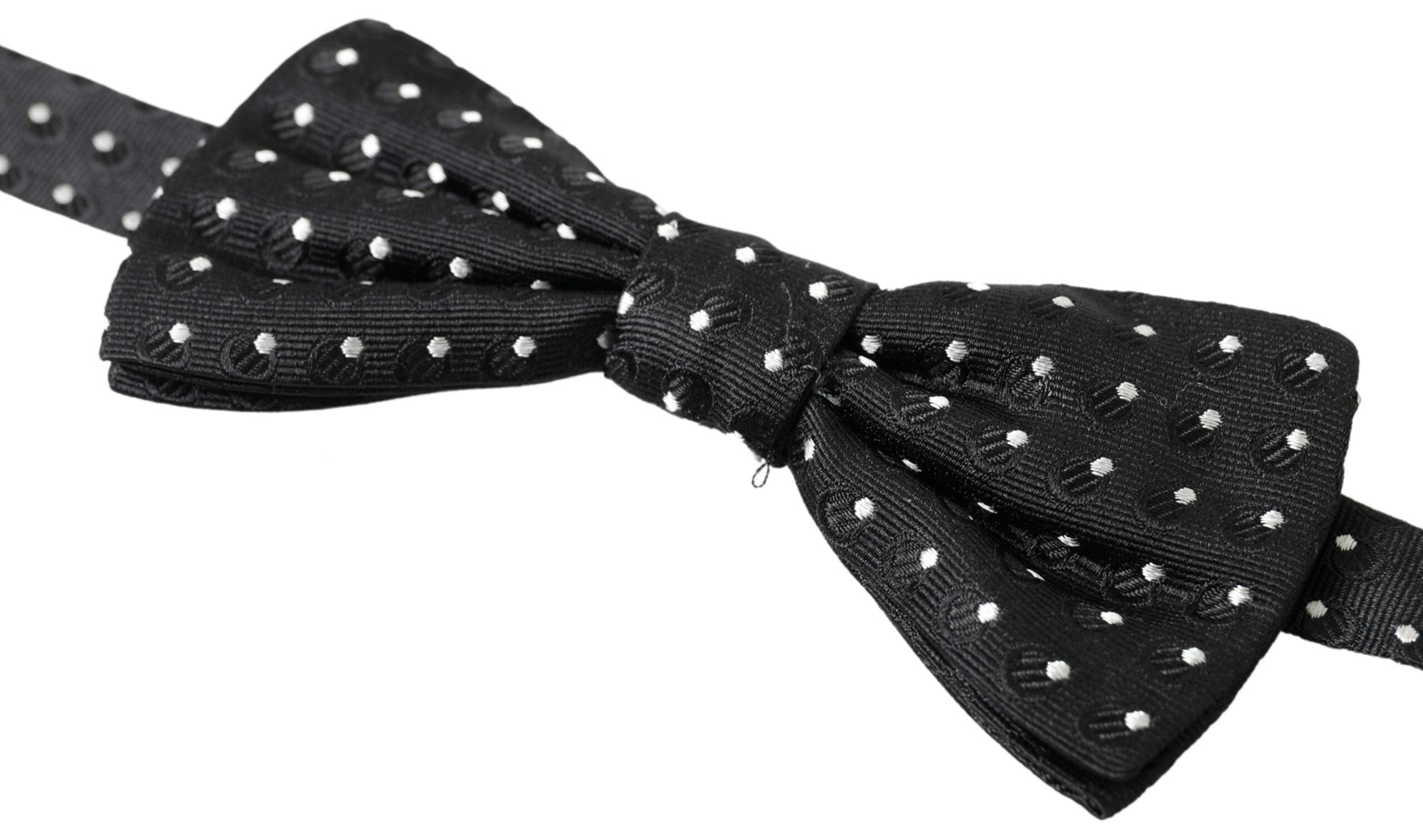 Dolce & Gabbana Black Polka Dot Silk Adjustable Men Neck Papillon Bow Tie | Regal Royce