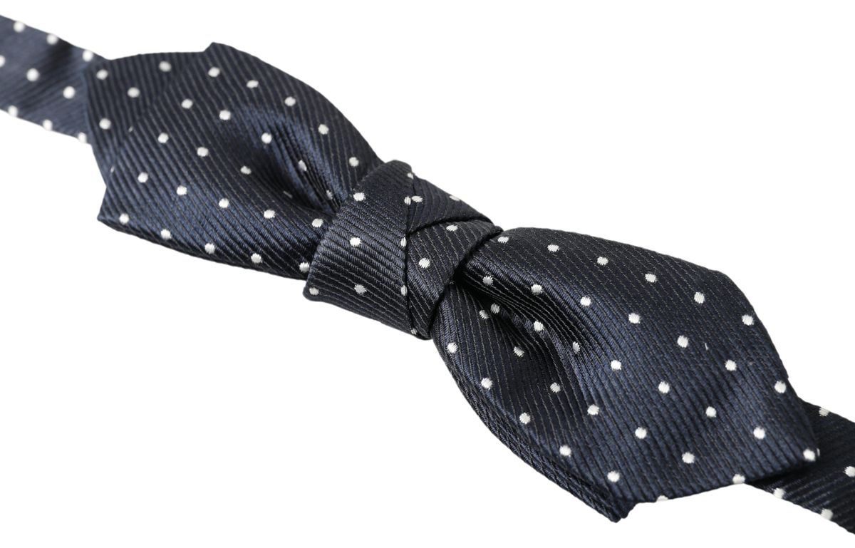 Dolce & Gabbana Blue Polka Dot Silk Adjustable Men Neck Papillon Bow Tie | Regal Royce