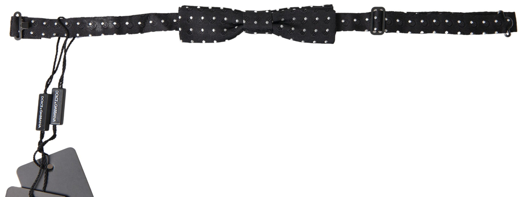 Dolce & Gabbana Black Polka Dot Silk Adjustable Men Neck Papillon Bow Tie | Regal Royce
