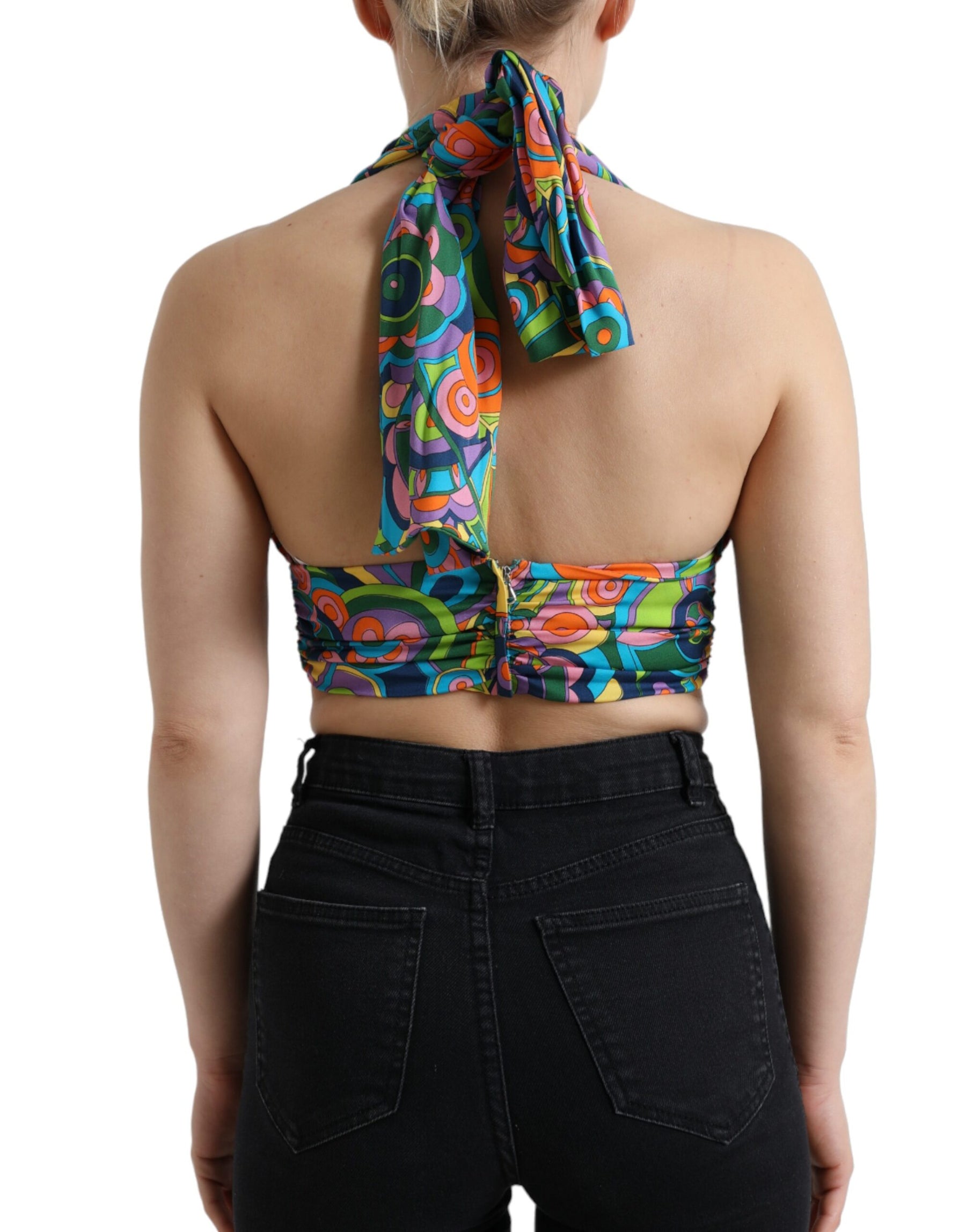 Dolce & Gabbana Multicolor Halter Sleeveless Cropped Tank Top | Regal Royce