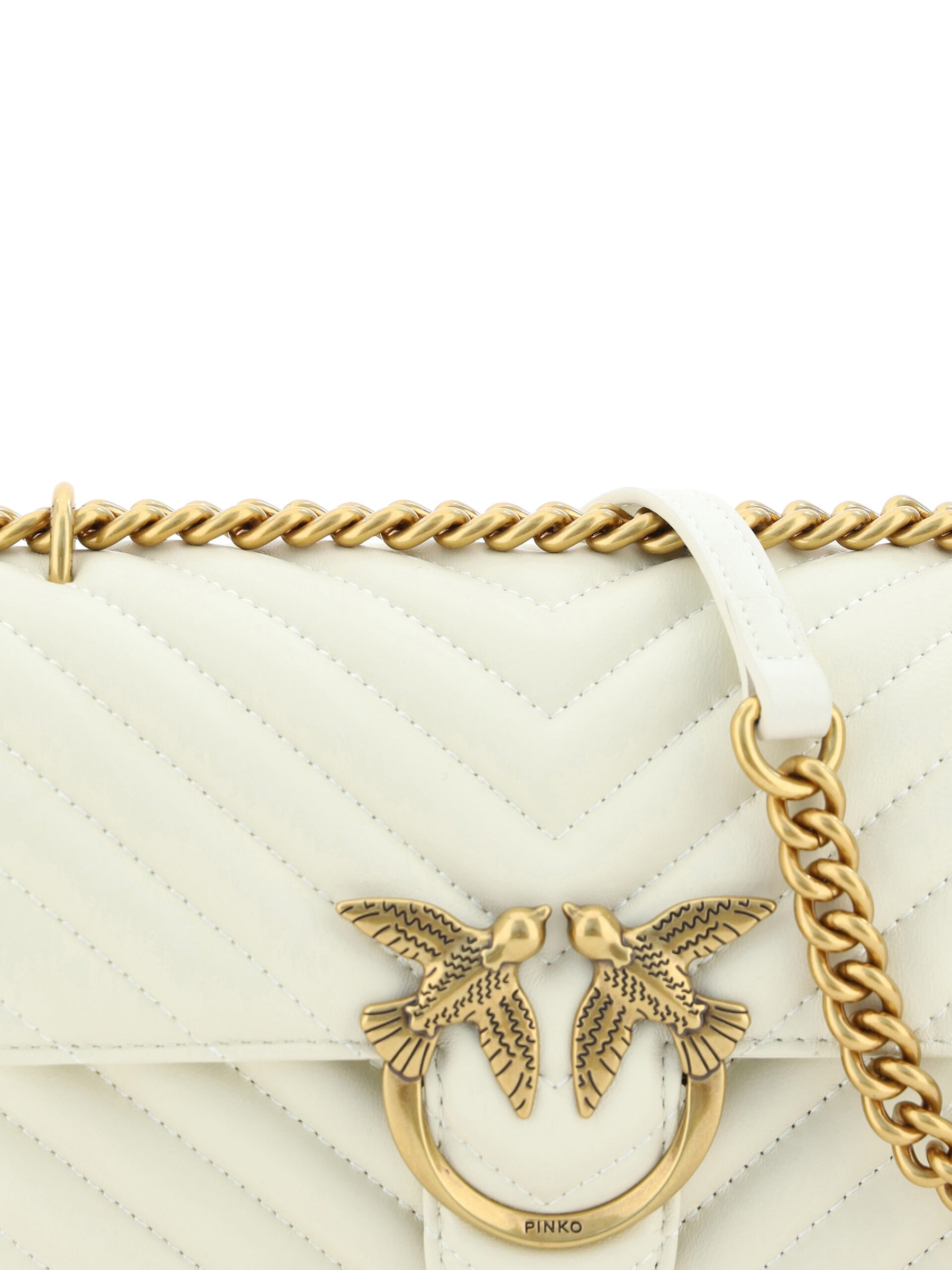 PINKO White Leather Love One Mini Shoulder Bag | Regal Royce