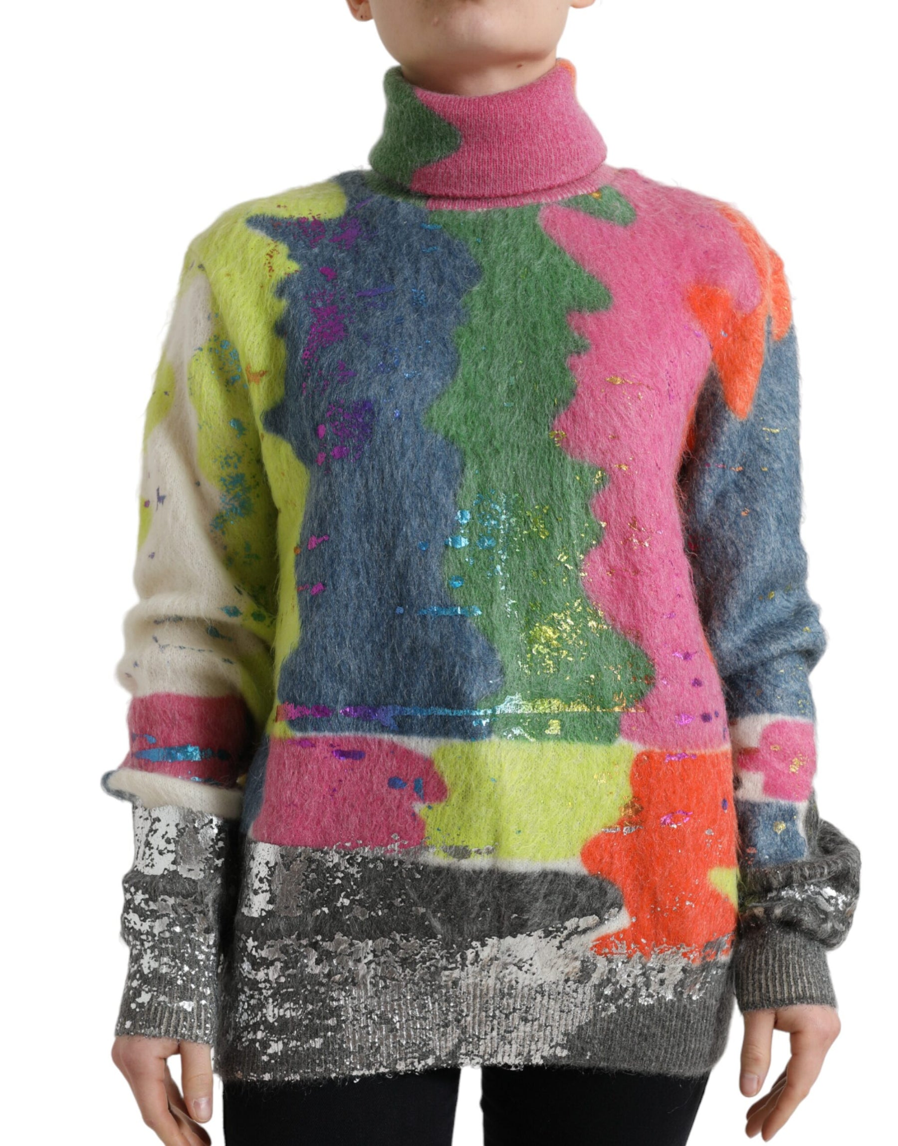 Dolce & Gabbana Multicolor Mohair Turtleneck Pullover Sweater | Regal Royce