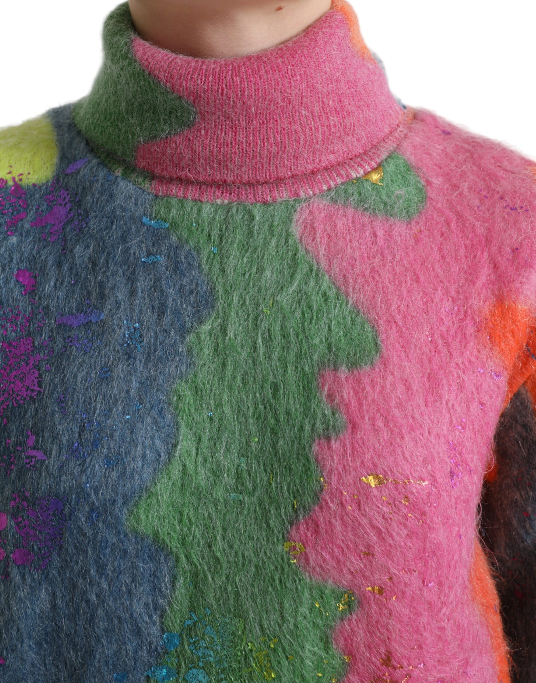Dolce & Gabbana Multicolor Mohair Turtleneck Pullover Sweater | Regal Royce