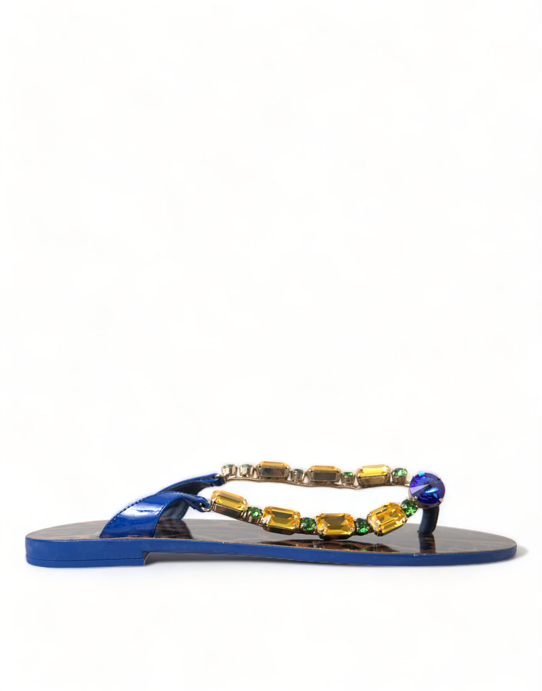 Dolce & Gabbana Blue Crystals Flats Sandals Beachwear Shoes | Regal Royce