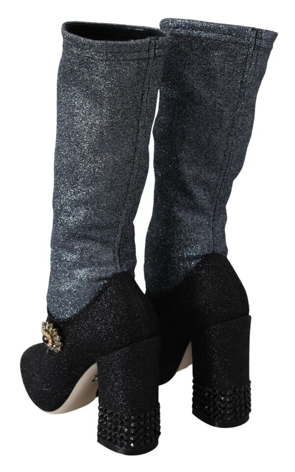 Dolce & Gabbana Black Crystal Mary Janes Booties Shoes | Regal Royce