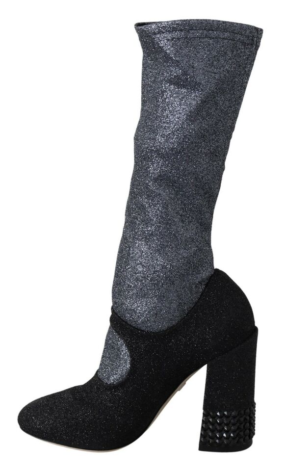 Dolce & Gabbana Black Crystal Mary Janes Booties Shoes | Regal Royce