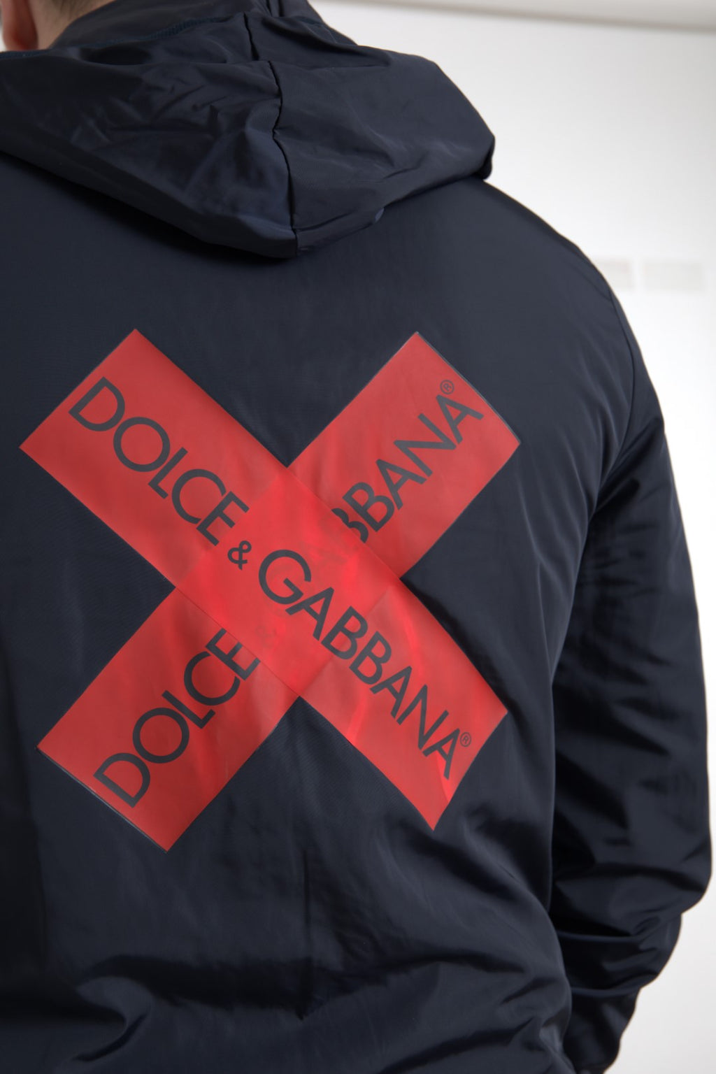 Dolce & Gabbana Blue Hooded Logo Polyester Full Zip Sweater
