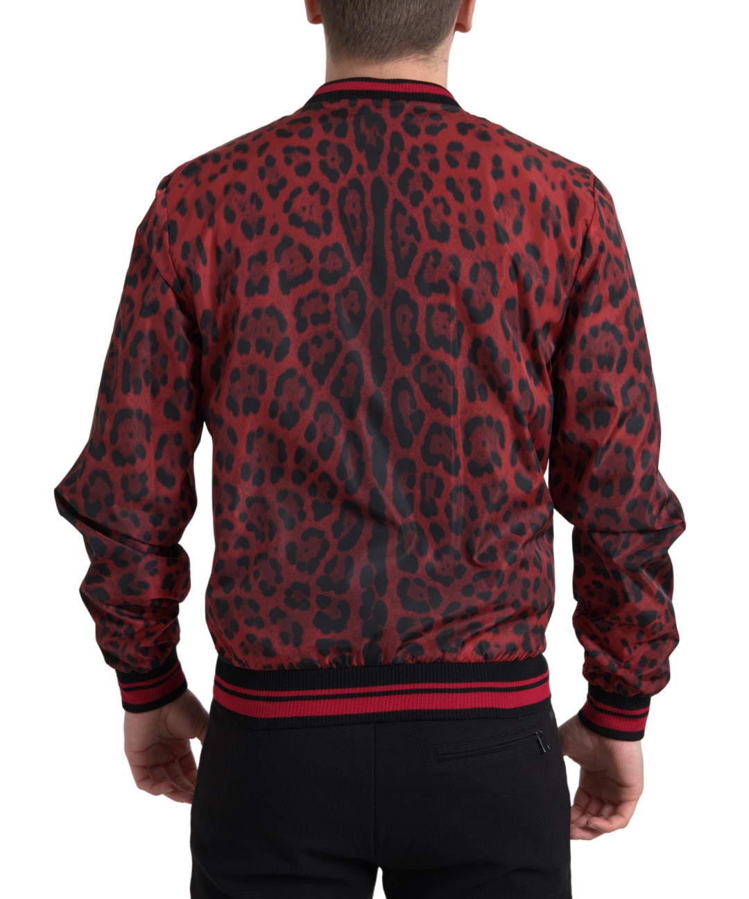 Dolce & Gabbana Red Leopard Bomber Short Coat Jacket | Regal Royce