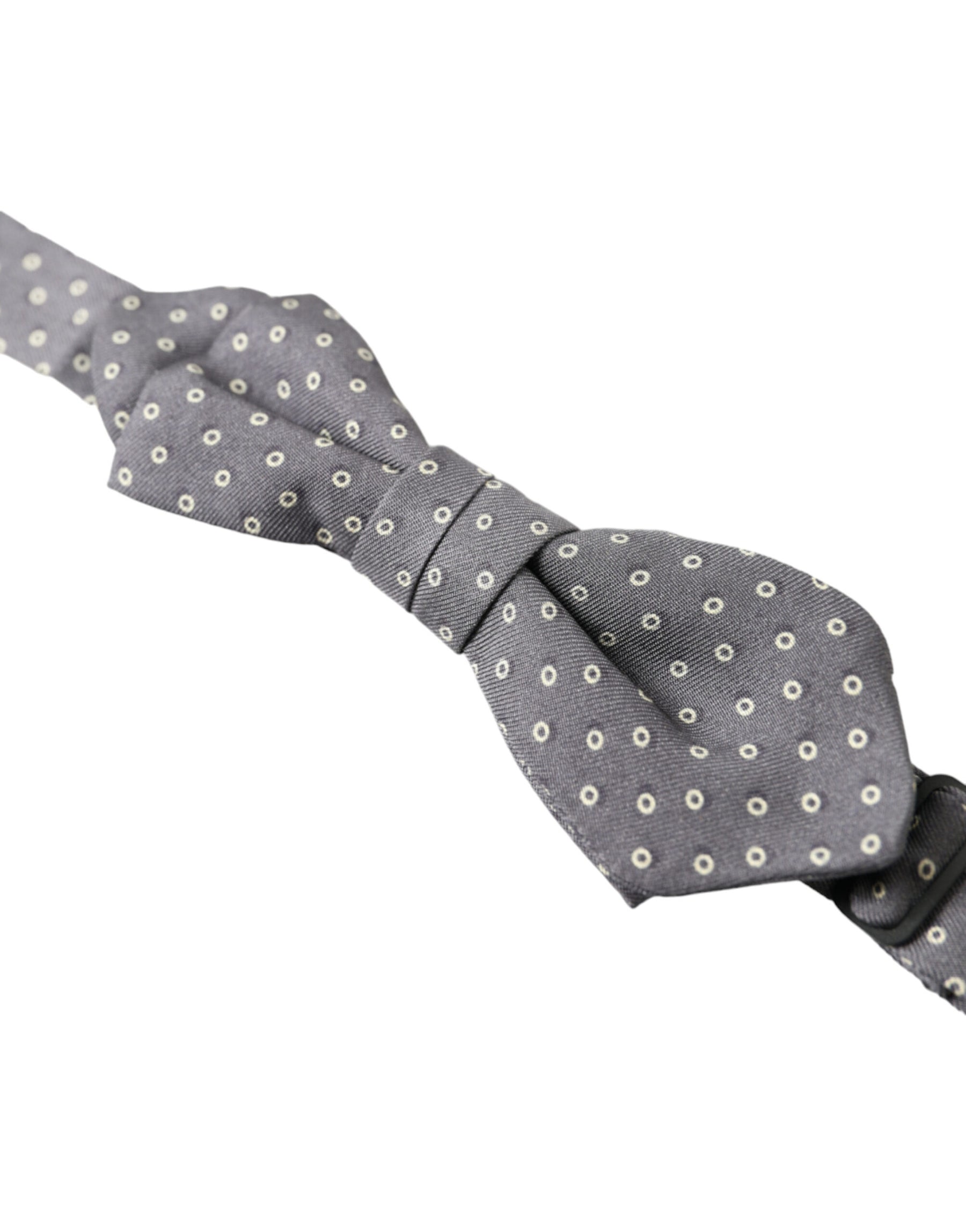 Dolce & Gabbana Gray Polka Dots Silk Adjustable Neck Papillon Bow Tie | Regal Royce