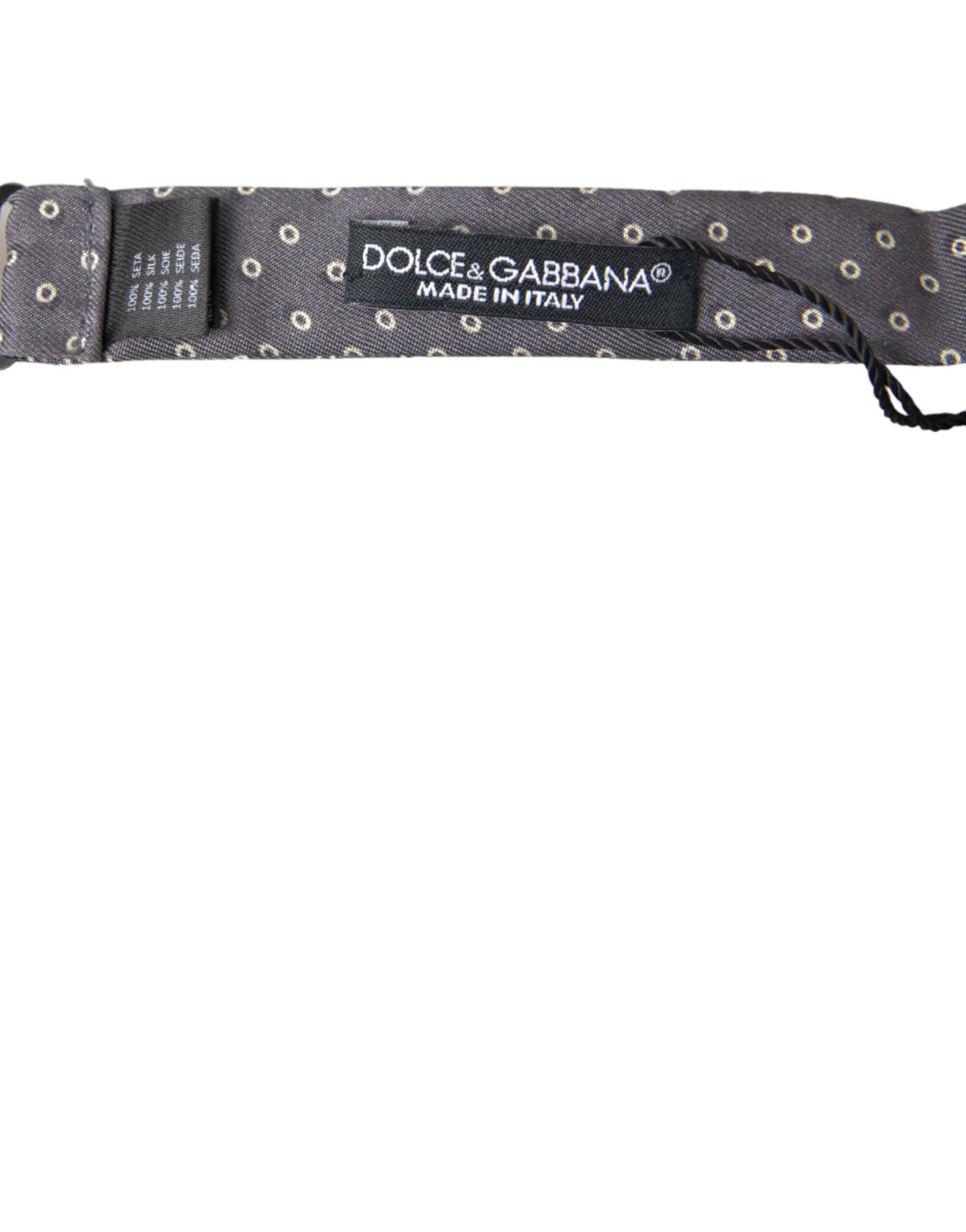 Dolce & Gabbana Gray Polka Dots Silk Adjustable Neck Papillon Bow Tie | Regal Royce