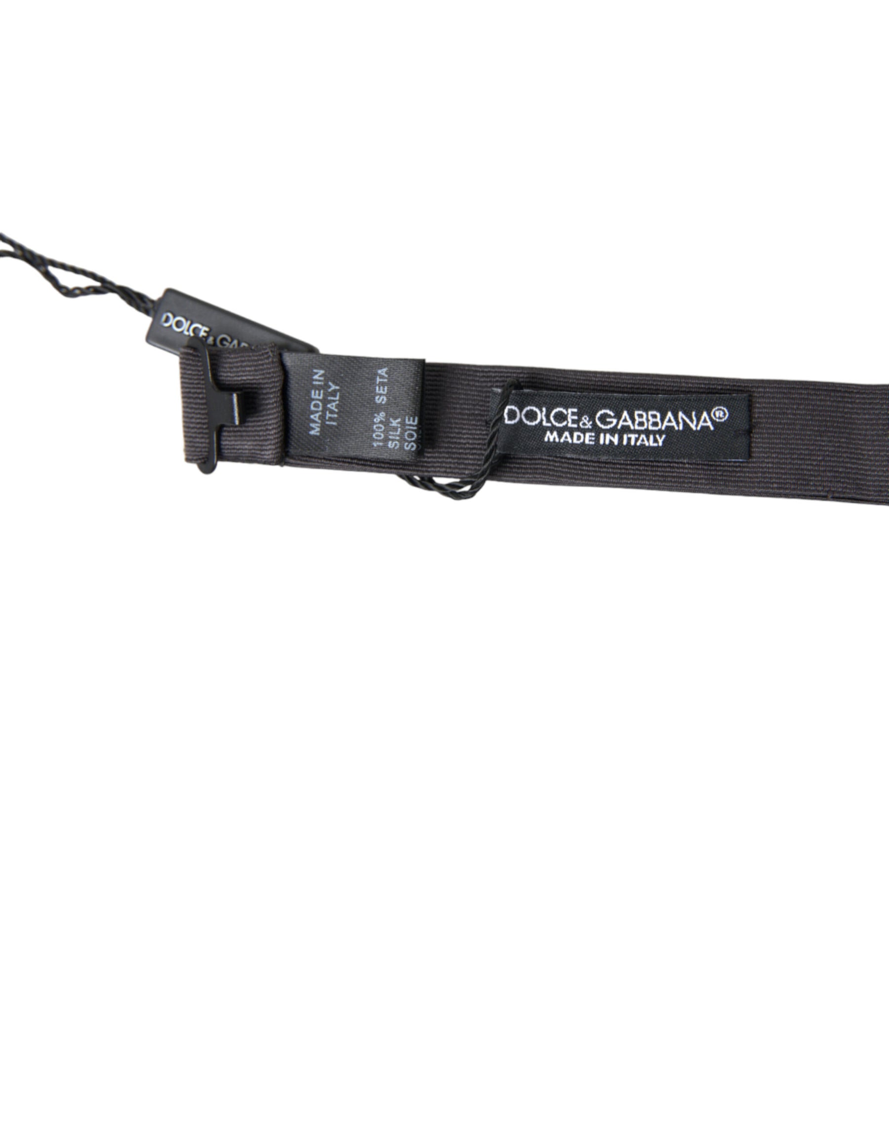 Dolce & Gabbana Dark Gray Silk Adjustable Neck Men Papillon Bow Tie | Regal Royce