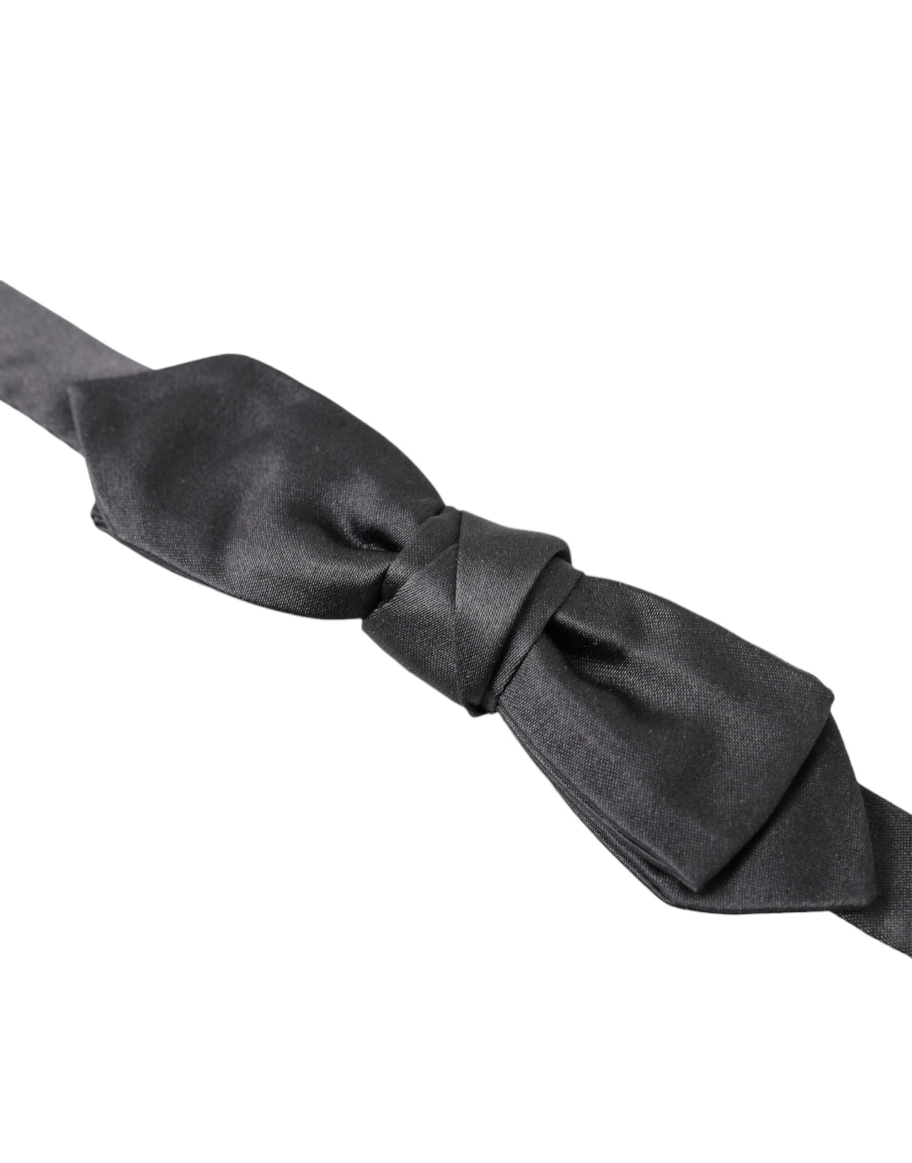 Dolce & Gabbana Dark Gray Silk Adjustable Neck Men Papillon Bow Tie | Regal Royce