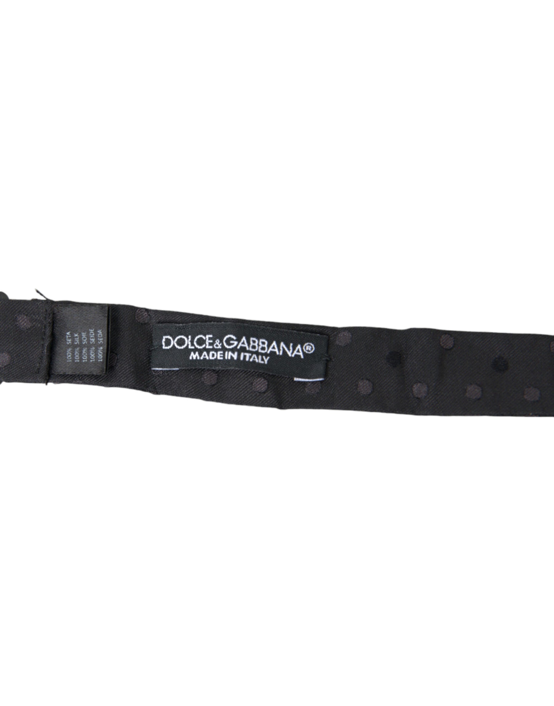 Dolce & Gabbana Gray Polka Dot Silk Adjustable Neck Men Papillon Bow Tie | Regal Royce