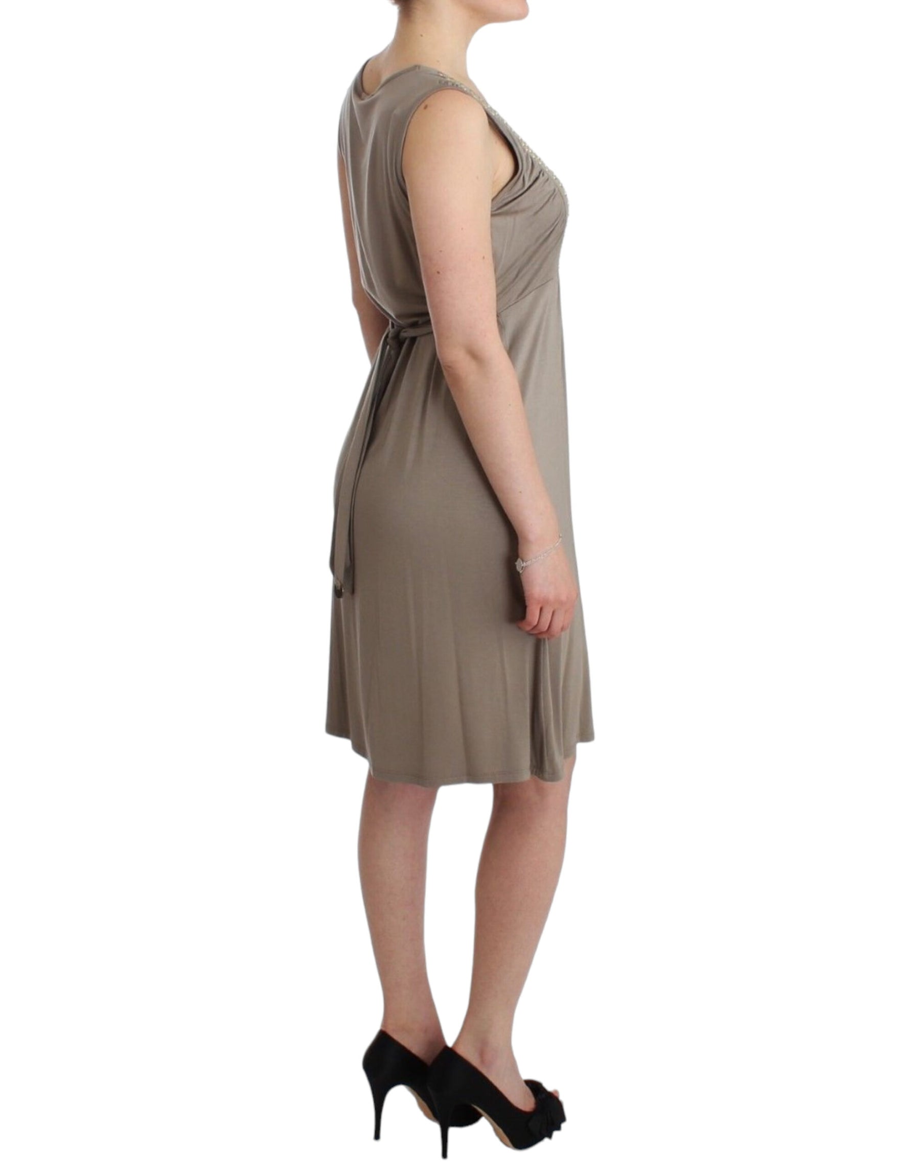Roccobarocco Khaki studded sheath dress | Regal Royce